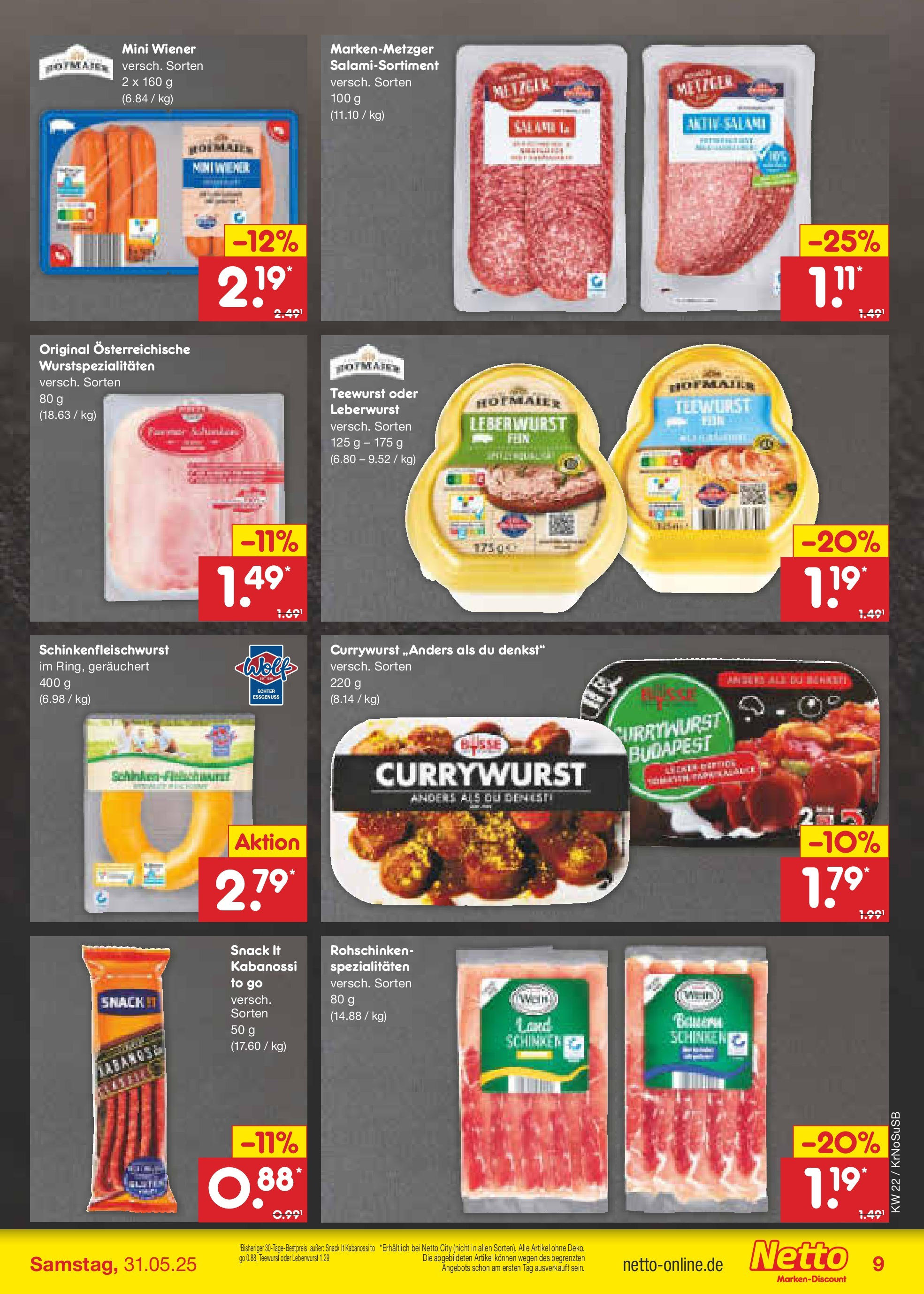 Netto Marken-Discount prospekt Jüchen (ab 26.05.2025) » Angebote | Seite: 11 | Produkte: Salami, Schinken, Wein