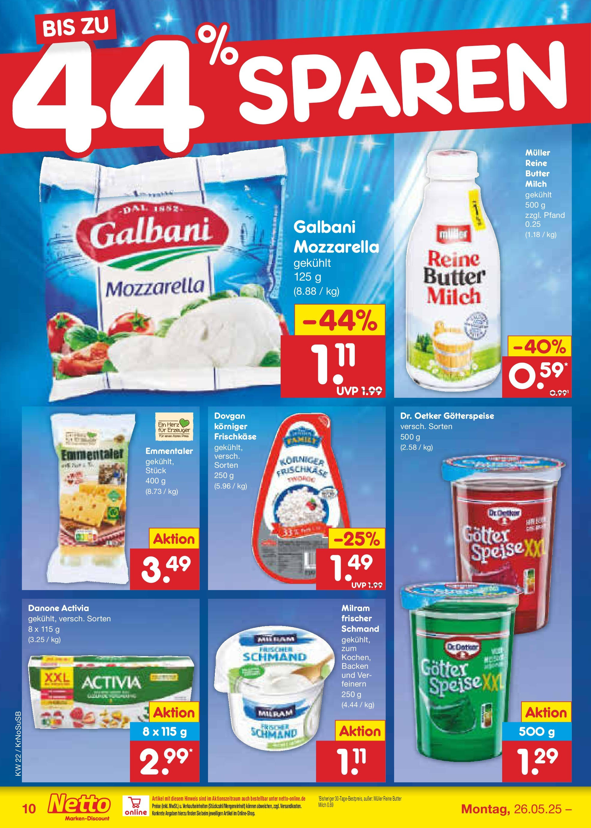 Netto Marken-Discount prospekt Jüchen (ab 26.05.2025) » Angebote | Seite: 14 | Produkte: Activia, Danone activia, Milram, Frischkase