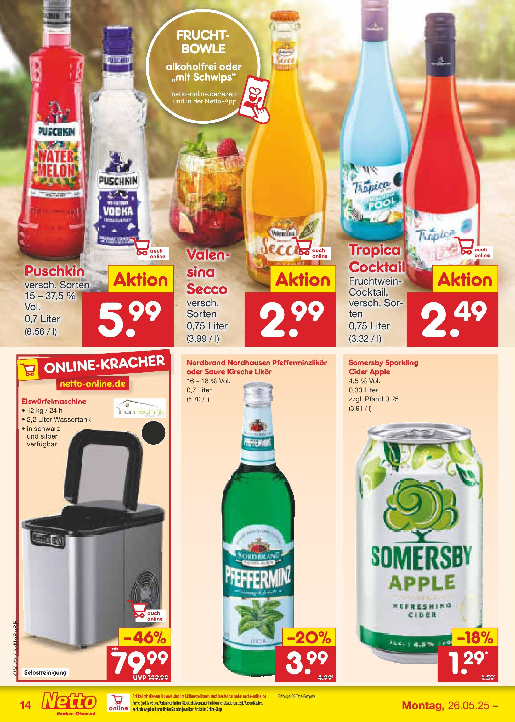 Netto Marken-Discount prospekt Jüchen (ab 26.05.2025) » Angebote | Seite: 18 | Produkte: Likör, Apple, Valensina, Vodka