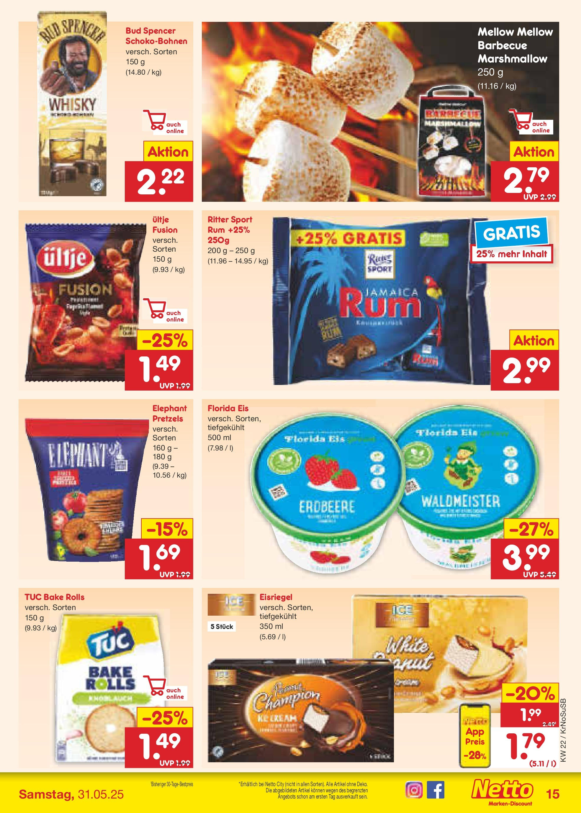 Netto Marken-Discount prospekt Jüchen (ab 26.05.2025) » Angebote | Seite: 19 | Produkte: Whisky, Rum, Knoblauch, Eis