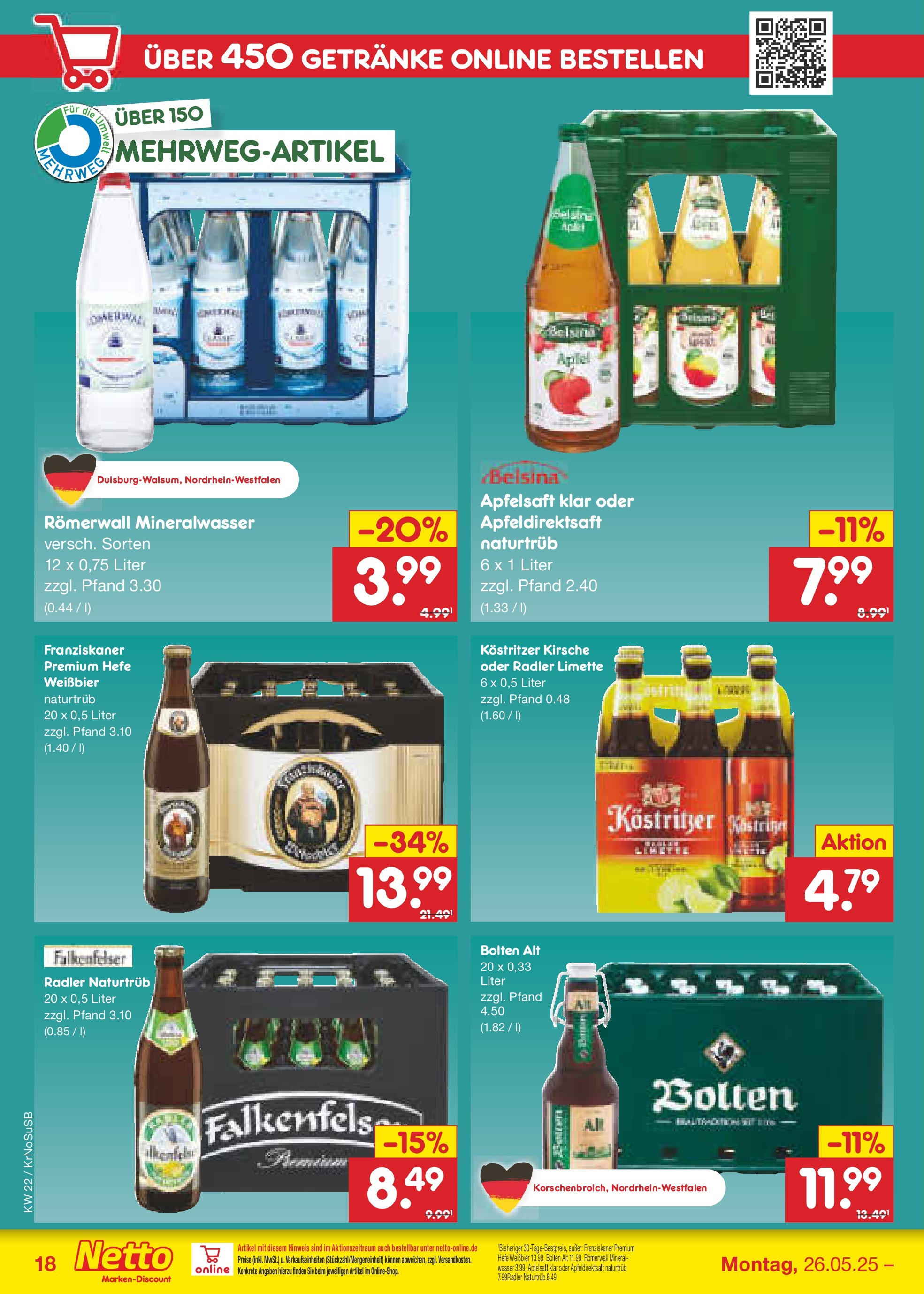 Netto Marken-Discount prospekt Jüchen (ab 26.05.2025) » Angebote | Seite: 26 | Produkte: Äpfel, Apple, Radler, Limette
