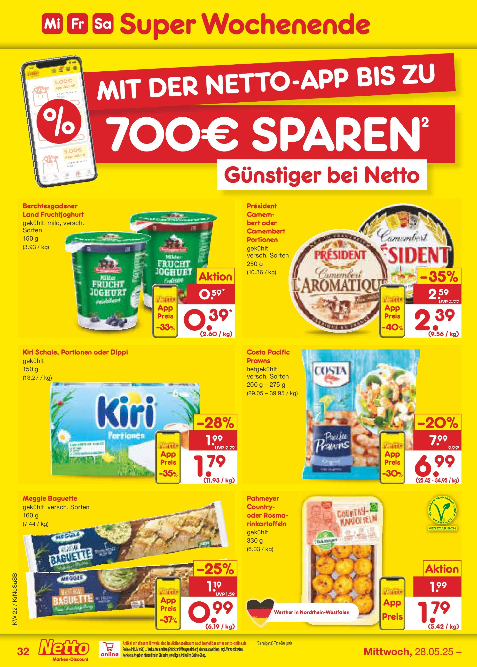 Netto Marken-Discount prospekt Jüchen (ab 26.05.2025) » Angebote | Seite: 52 | Produkte: Joghurt, Baguette, Fruchtjoghurt, Kartoffeln