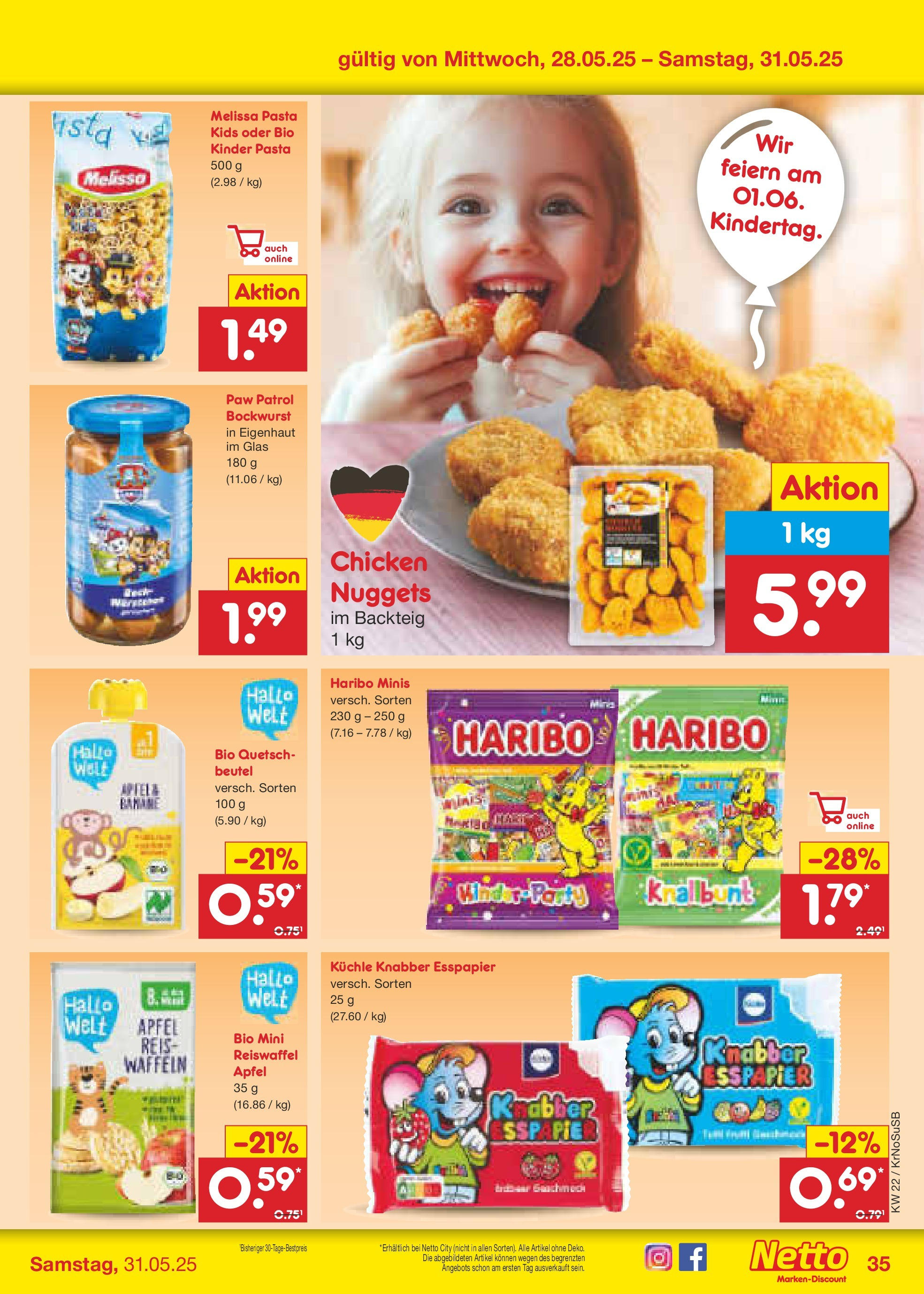 Netto Marken-Discount prospekt Jüchen (ab 26.05.2025) » Angebote | Seite: 55 | Produkte: Haribo, Äpfel, Pasta, Reis