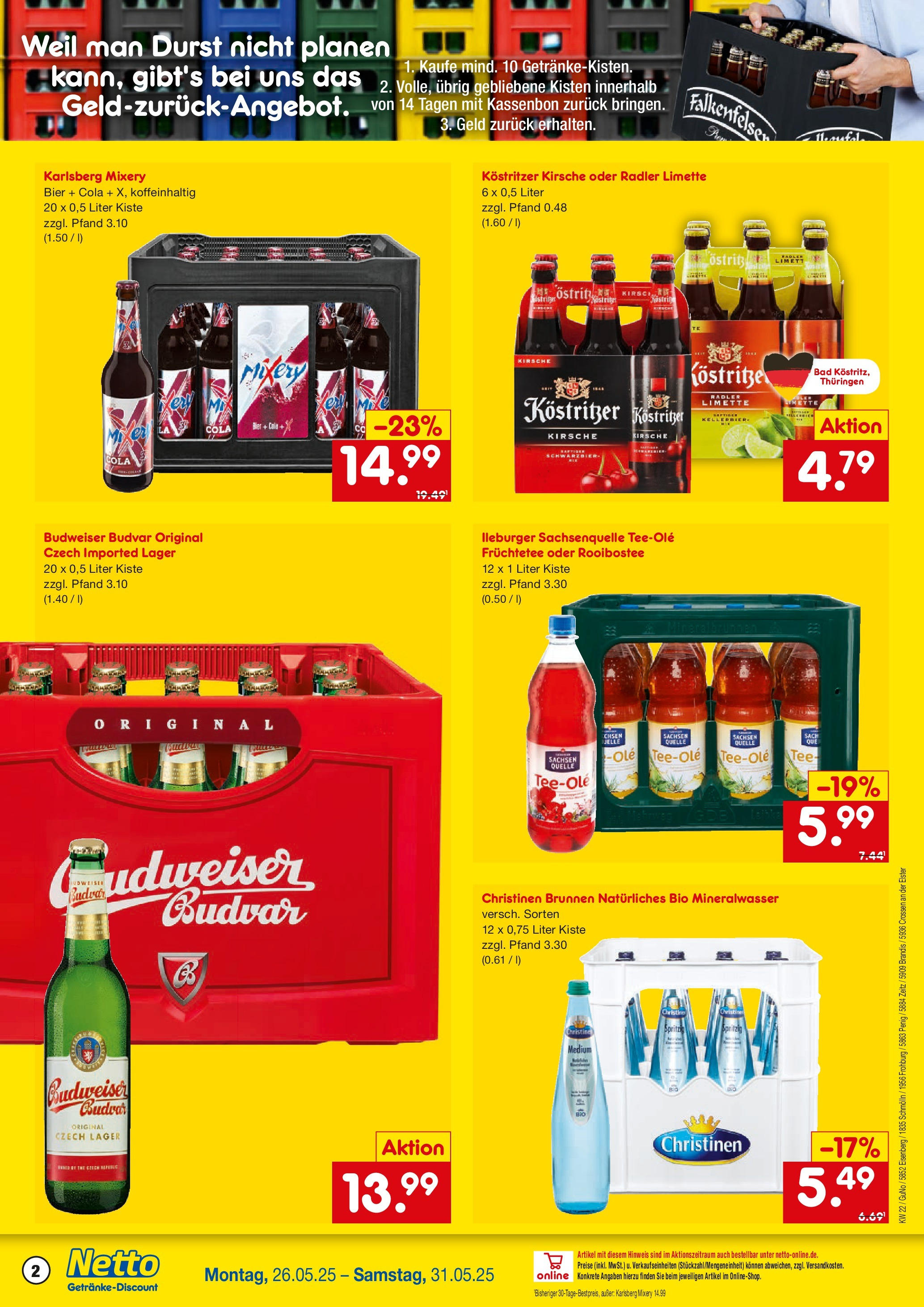 Netto Marken-Discount prospekt Zeitz	 (ab 26.05.2025) » Angebote | Seite: 2 | Produkte: Kostritzer, Bier, Mixery, Tee