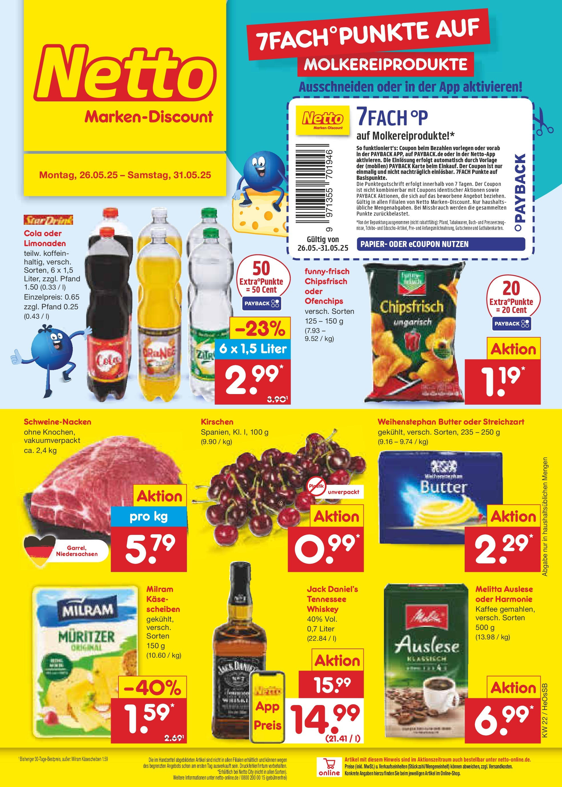 Netto Marken-Discount prospekt Kröpelin (ab 26.05.2025) » Angebote | Seite: 1 | Produkte: Melitta kaffee, Käse, Jack Daniel's, Weihenstephan butter
