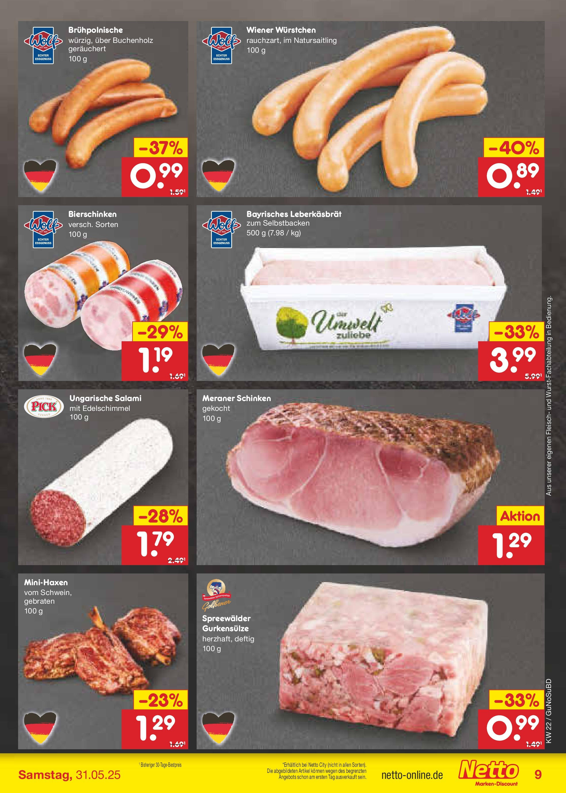 Netto Marken-Discount prospekt Glauchau (ab 26.05.2025) » Angebote | Seite: 11 | Produkte: Wiener wurstchen, Salami, Schinken, Fleisch Netto Marken-Discount prospekt Glauchau (ab 26.05.2025) » Angebote | Seite: 11 | Produkte: Wiener wurstchen, Salami, Schinken, Fleisch