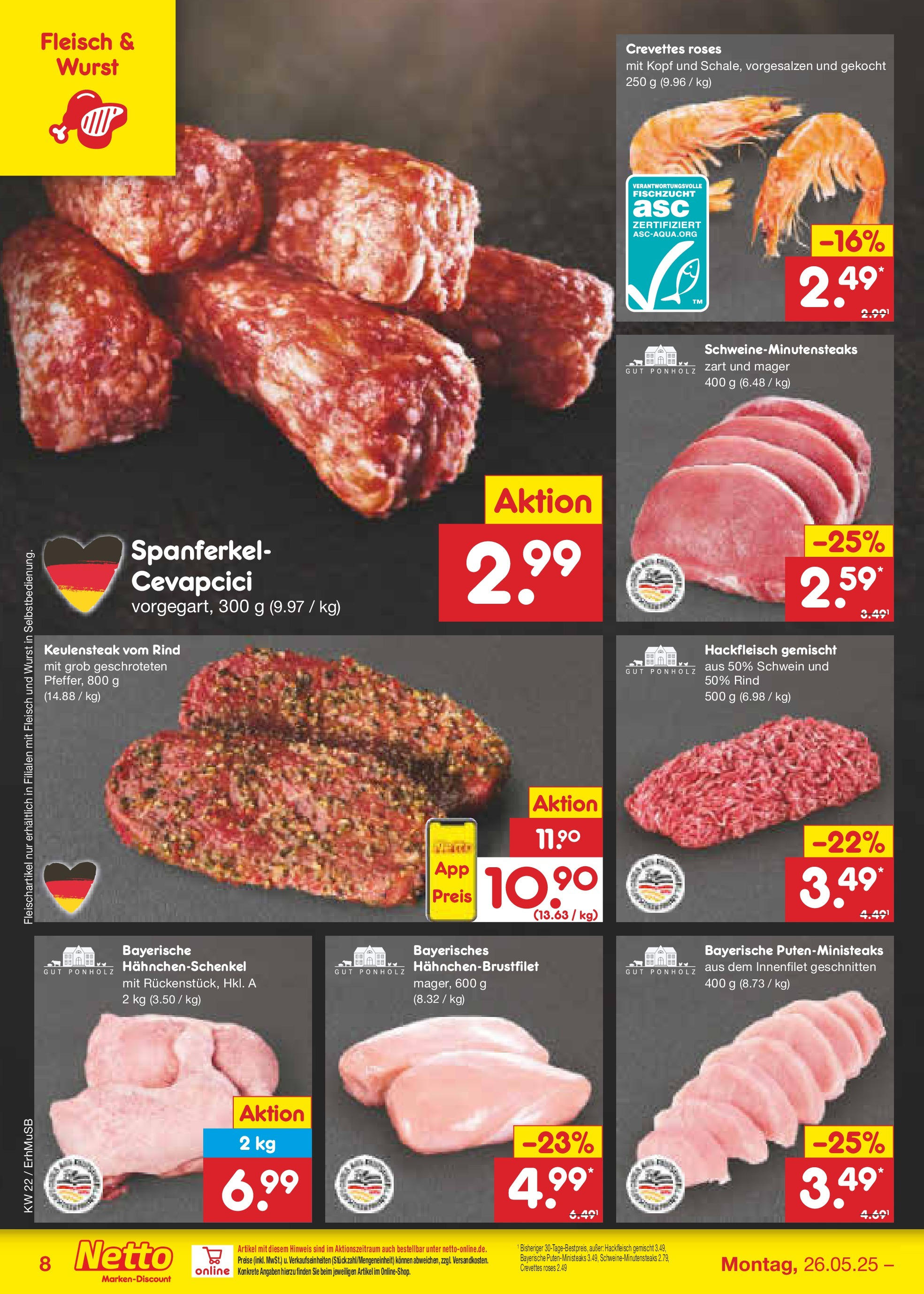 Netto Marken-Discount prospekt München	 (ab 26.05.2025) » Angebote | Seite: 10 | Produkte: Cevapcici, Steak, Fleisch, Hackfleisch