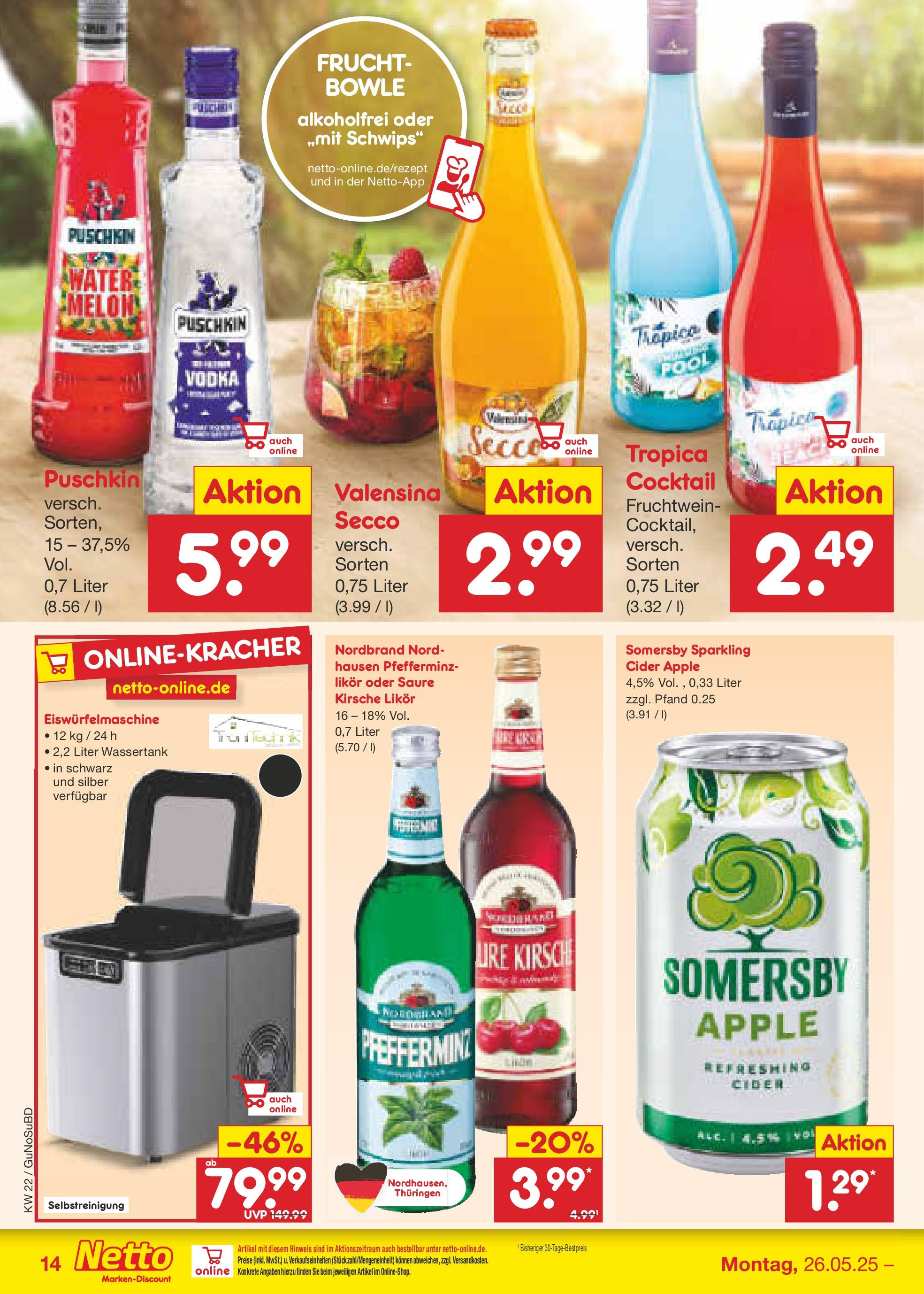 Netto Marken-Discount prospekt Glauchau (ab 26.05.2025) » Angebote | Seite: 18 | Produkte: Likör, Apple, Valensina, Vodka Netto Marken-Discount prospekt Glauchau (ab 26.05.2025) » Angebote | Seite: 18 | Produkte: Likör, Apple, Valensina, Vodka
