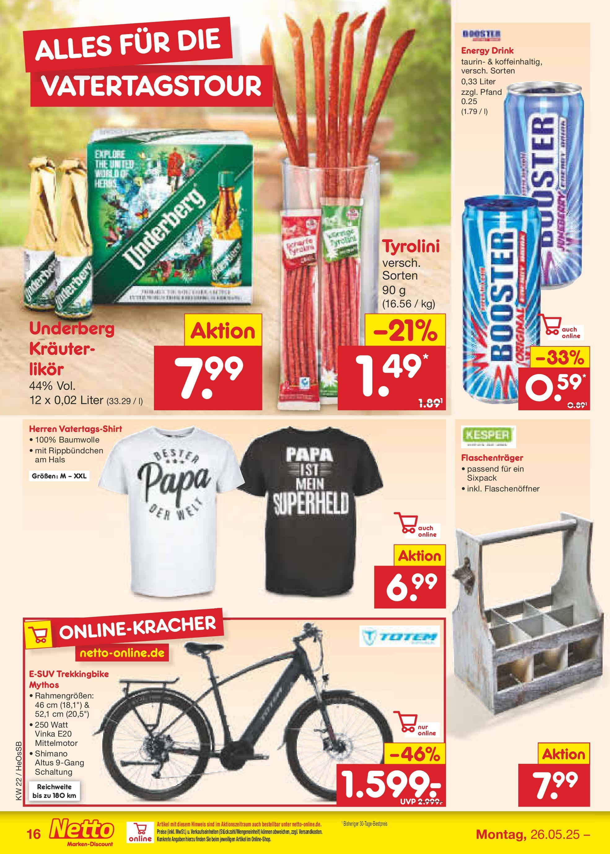 Netto Marken-Discount prospekt Kröpelin (ab 26.05.2025) » Angebote | Seite: 20 | Produkte: T-Shirt, Energy, Likör, Underberg
