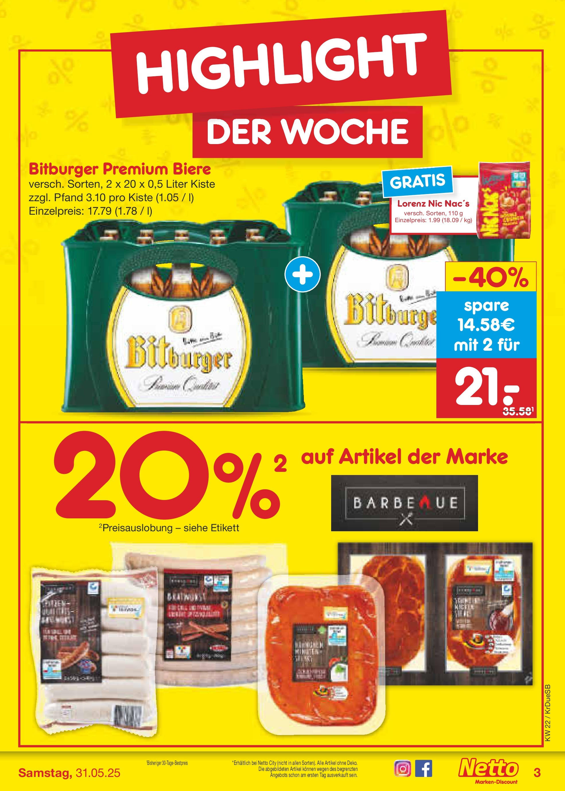 Netto Marken-Discount prospekt Düsseldorf-Rath (ab 26.05.2025) » Angebote | Seite: 3 | Produkte: Bitburger