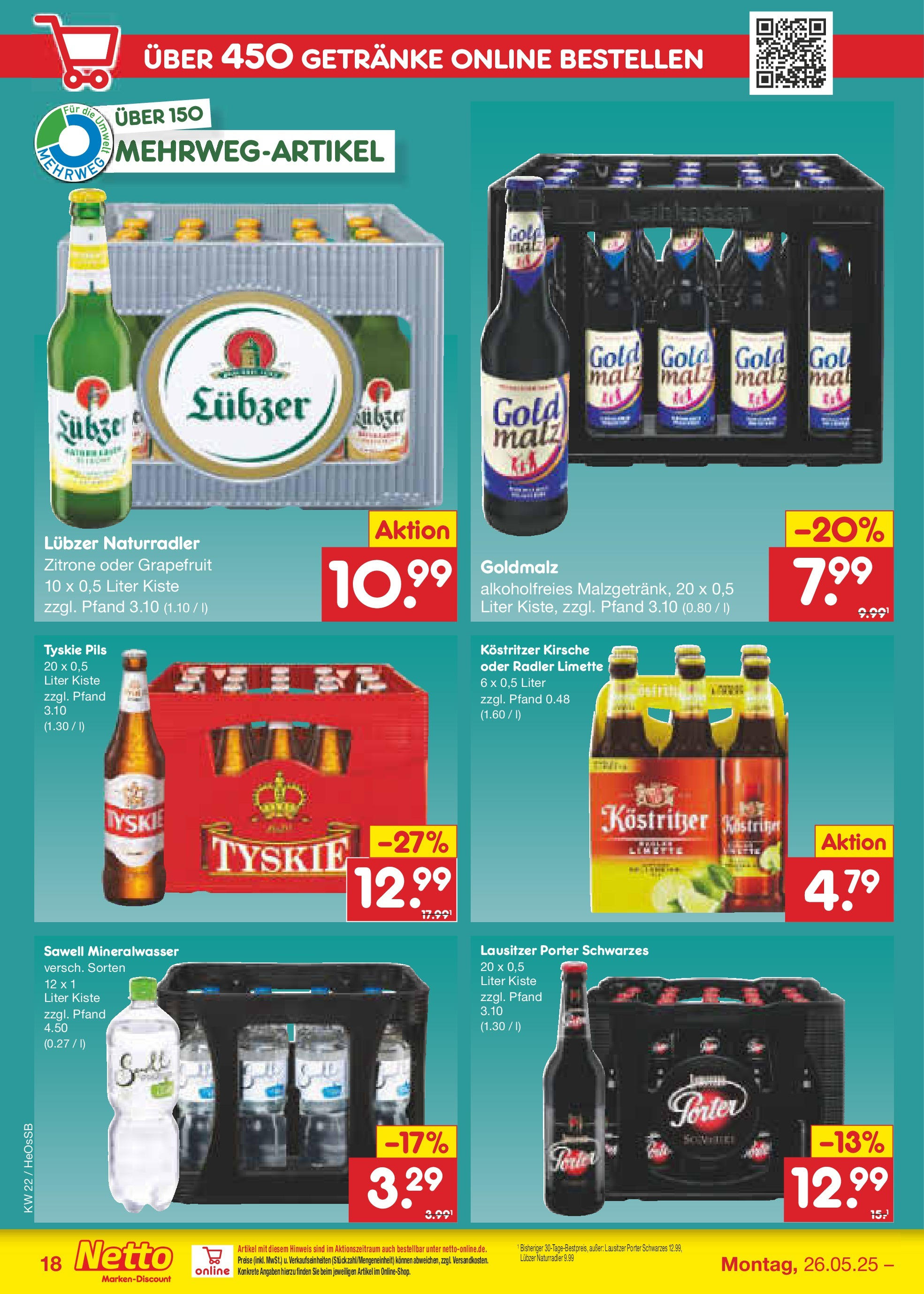 Netto Marken-Discount prospekt Kröpelin (ab 26.05.2025) » Angebote | Seite: 26 | Produkte: Tyskie, Kostritzer, Zitrone, Lubzer