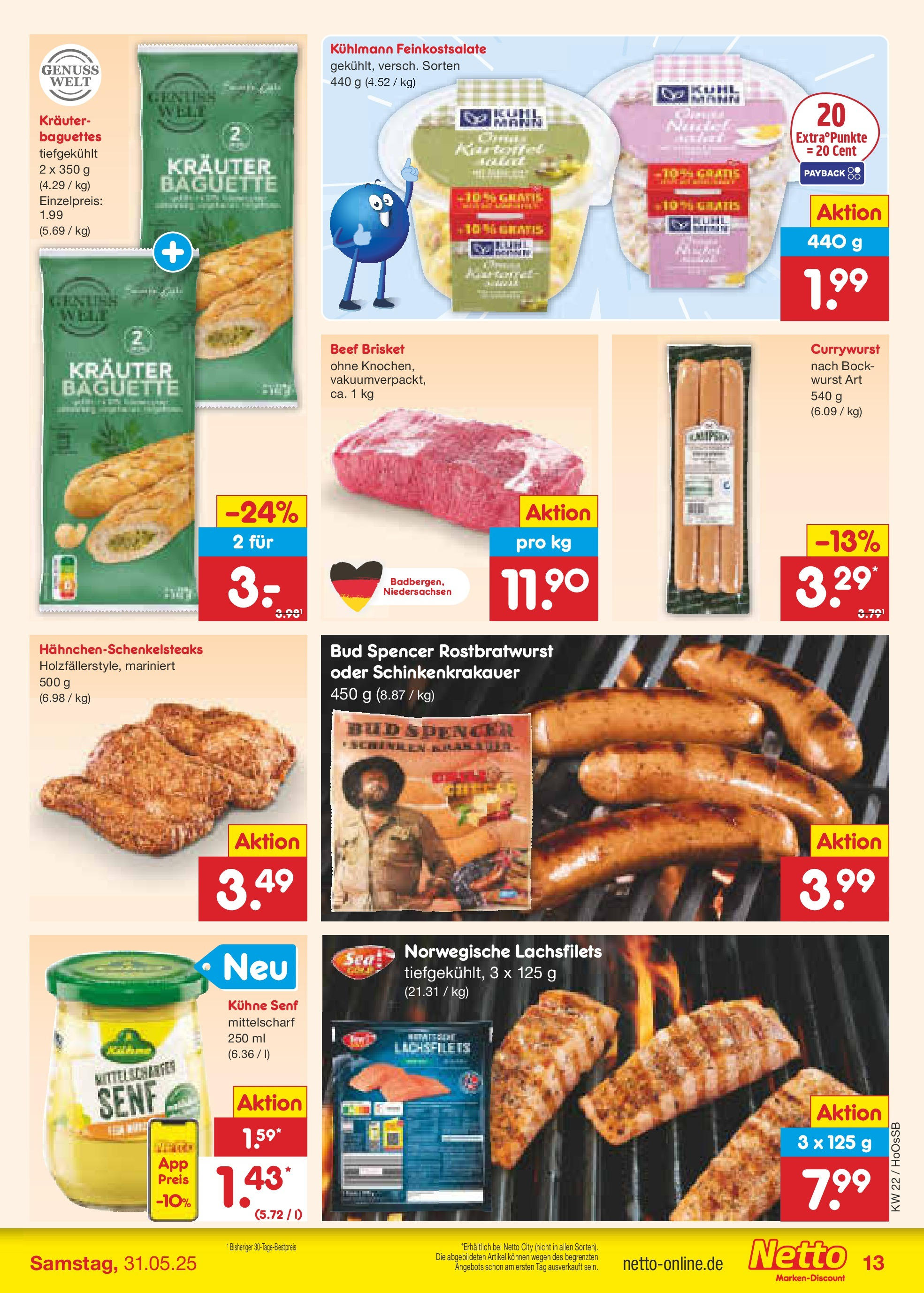 Netto Marken-Discount prospekt Braunschweig-Lamme (ab 26.05.2025) » Angebote | Seite: 19 | Produkte: Bockwurst, Baguette, Wurst, Steak