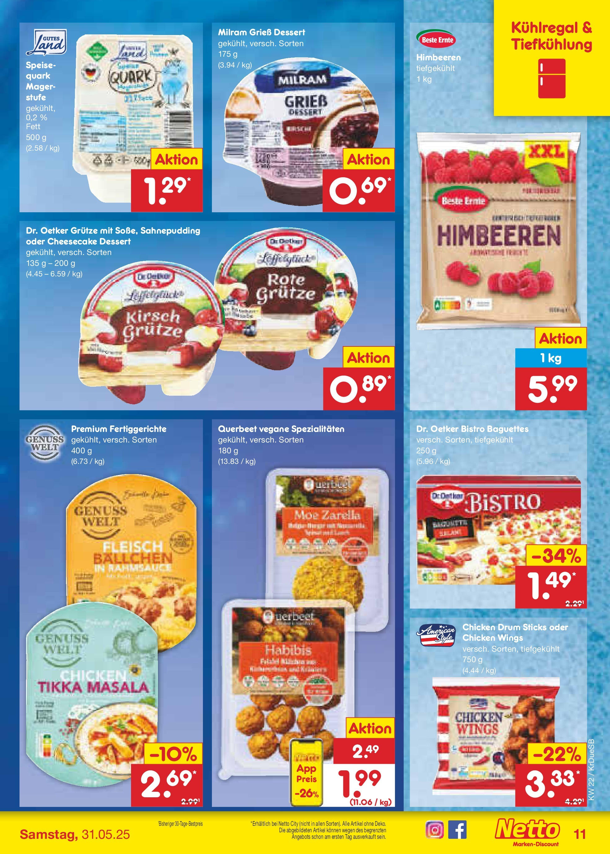 Netto Marken-Discount prospekt Düsseldorf-Rath (ab 26.05.2025) » Angebote | Seite: 15 | Produkte: Himbeeren, Quark, Milram, Fleisch