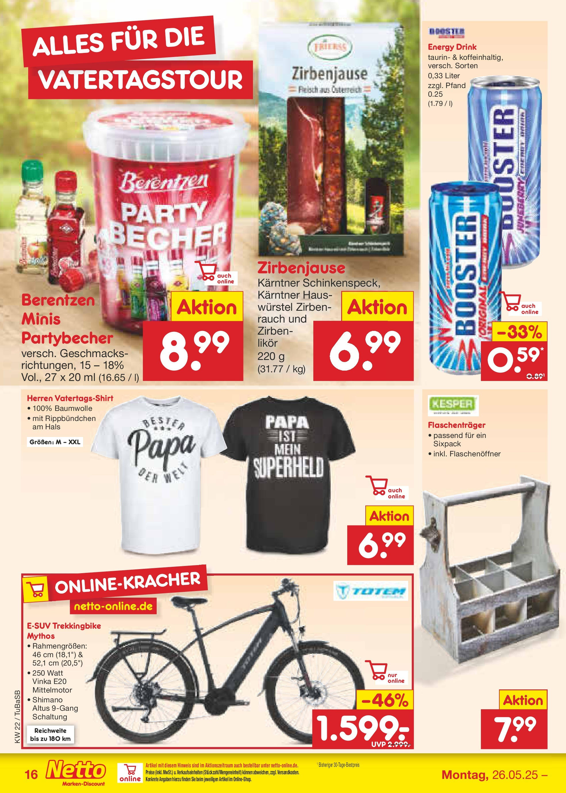 Netto Marken-Discount prospekt Lahr-Langenwinkel (ab 26.05.2025) » Angebote | Seite: 20 | Produkte: T-Shirt, Energy, Likör, E-Bike
