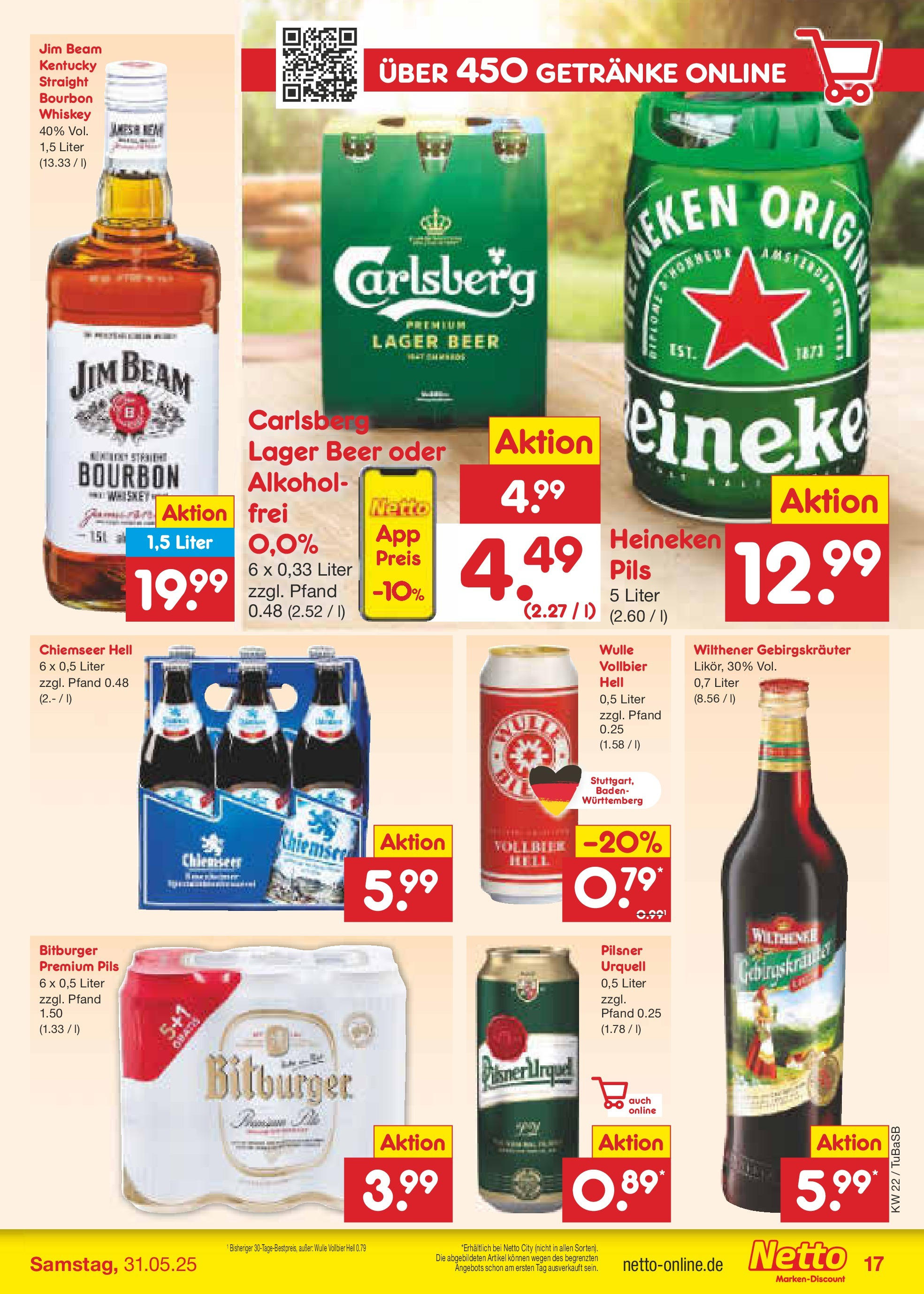 Netto Marken-Discount prospekt Lahr-Langenwinkel (ab 26.05.2025) » Angebote | Seite: 21 | Produkte: Bitburger, Jim beam, Carlsberg, Pils