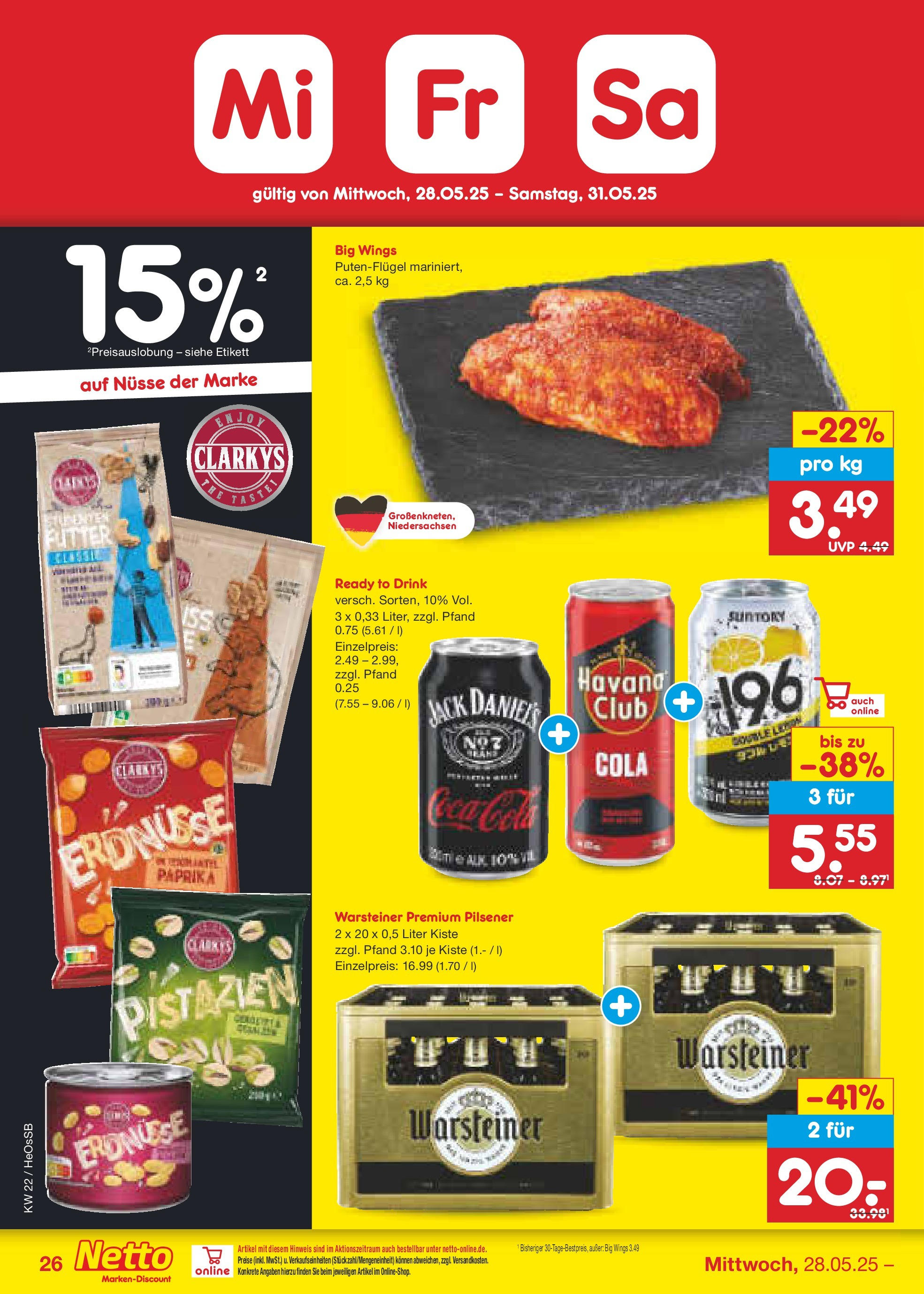 Netto Marken-Discount prospekt Kröpelin (ab 26.05.2025) » Angebote | Seite: 44 | Produkte: Jack Daniel's, Pistazien, Paprika, Nüsse