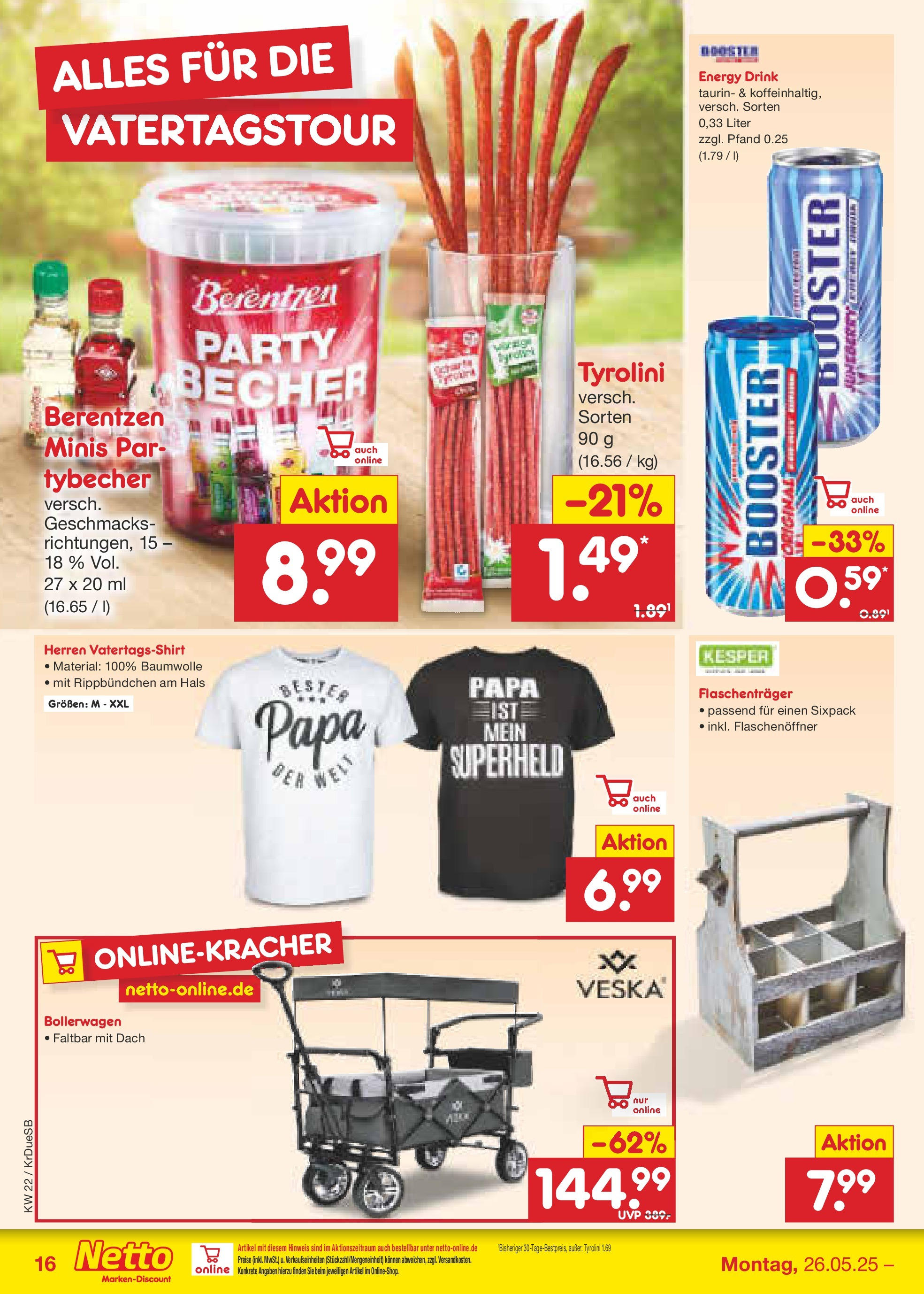 Netto Marken-Discount prospekt Düsseldorf-Rath (ab 26.05.2025) » Angebote | Seite: 20 | Produkte: T-Shirt, Energy, Berentzen