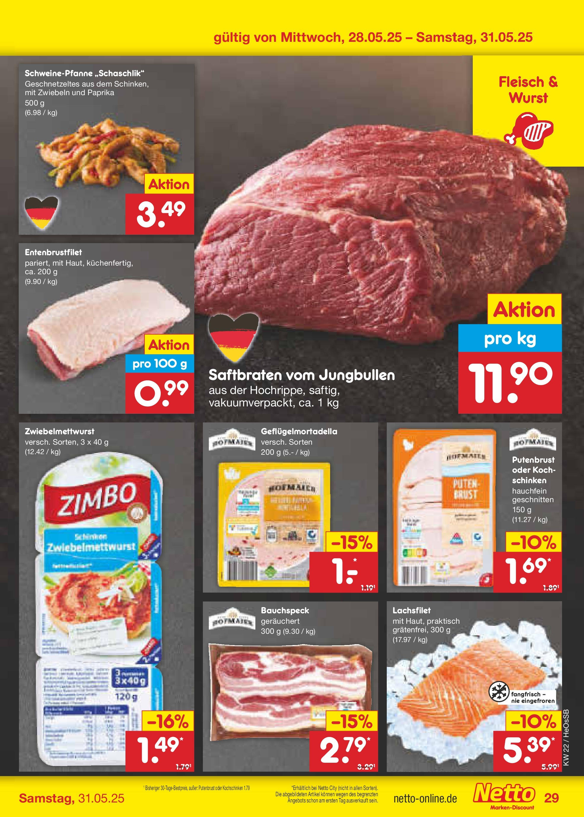 Netto Marken-Discount prospekt Kröpelin (ab 26.05.2025) » Angebote | Seite: 47 | Produkte: Zwiebeln, Paprika, Wurst, Fleisch