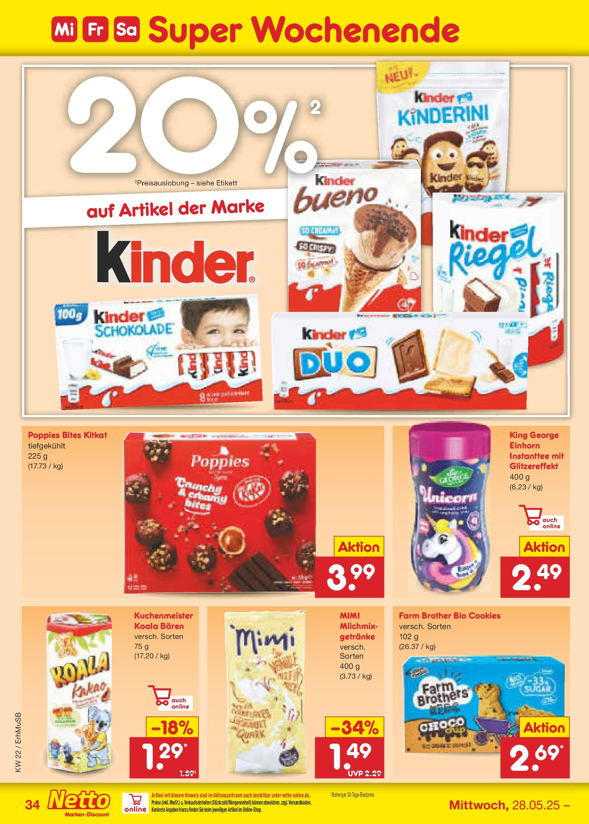 Netto Marken-Discount prospekt München	 (ab 26.05.2025) » Angebote | Seite: 54 | Produkte: Kinder schokolade, Schokolade, Kinder bueno, Kinder riegel