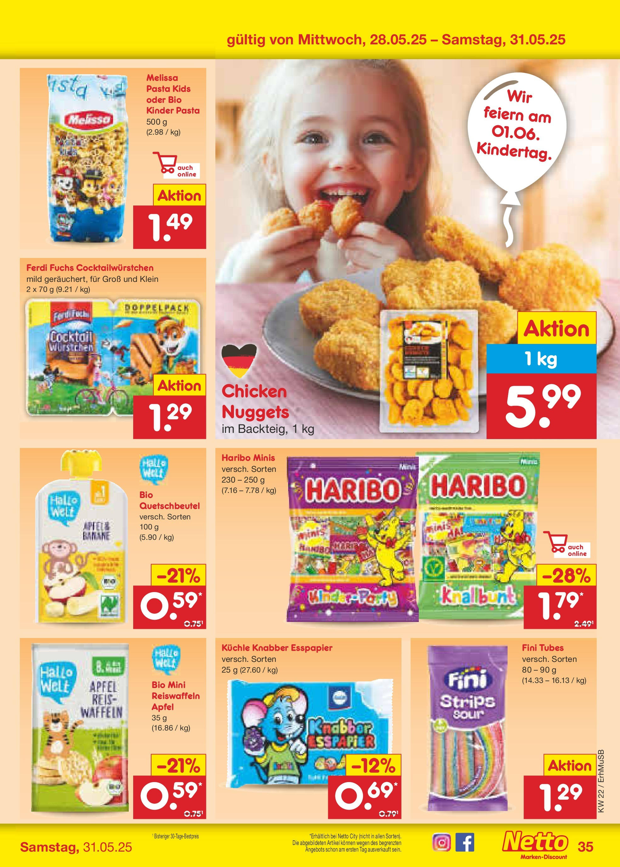 Netto Marken-Discount prospekt München	 (ab 26.05.2025) » Angebote | Seite: 55 | Produkte: Haribo, Äpfel, Pasta, Reis