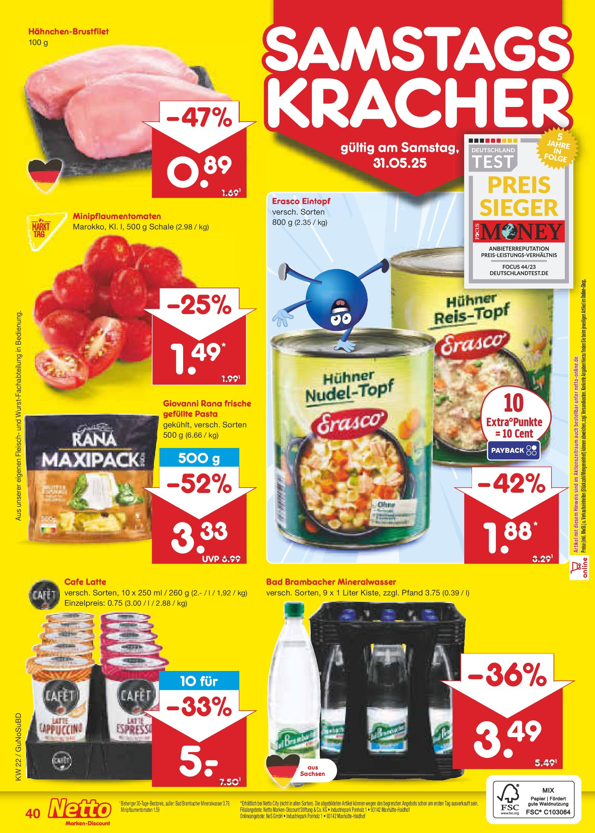 Netto Marken-Discount prospekt Glauchau (ab 26.05.2025) » Angebote | Seite: 62 | Produkte: Mineralwasser, Pasta, Erasco, Fleisch Netto Marken-Discount prospekt Glauchau (ab 26.05.2025) » Angebote | Seite: 62 | Produkte: Mineralwasser, Pasta, Erasco, Fleisch