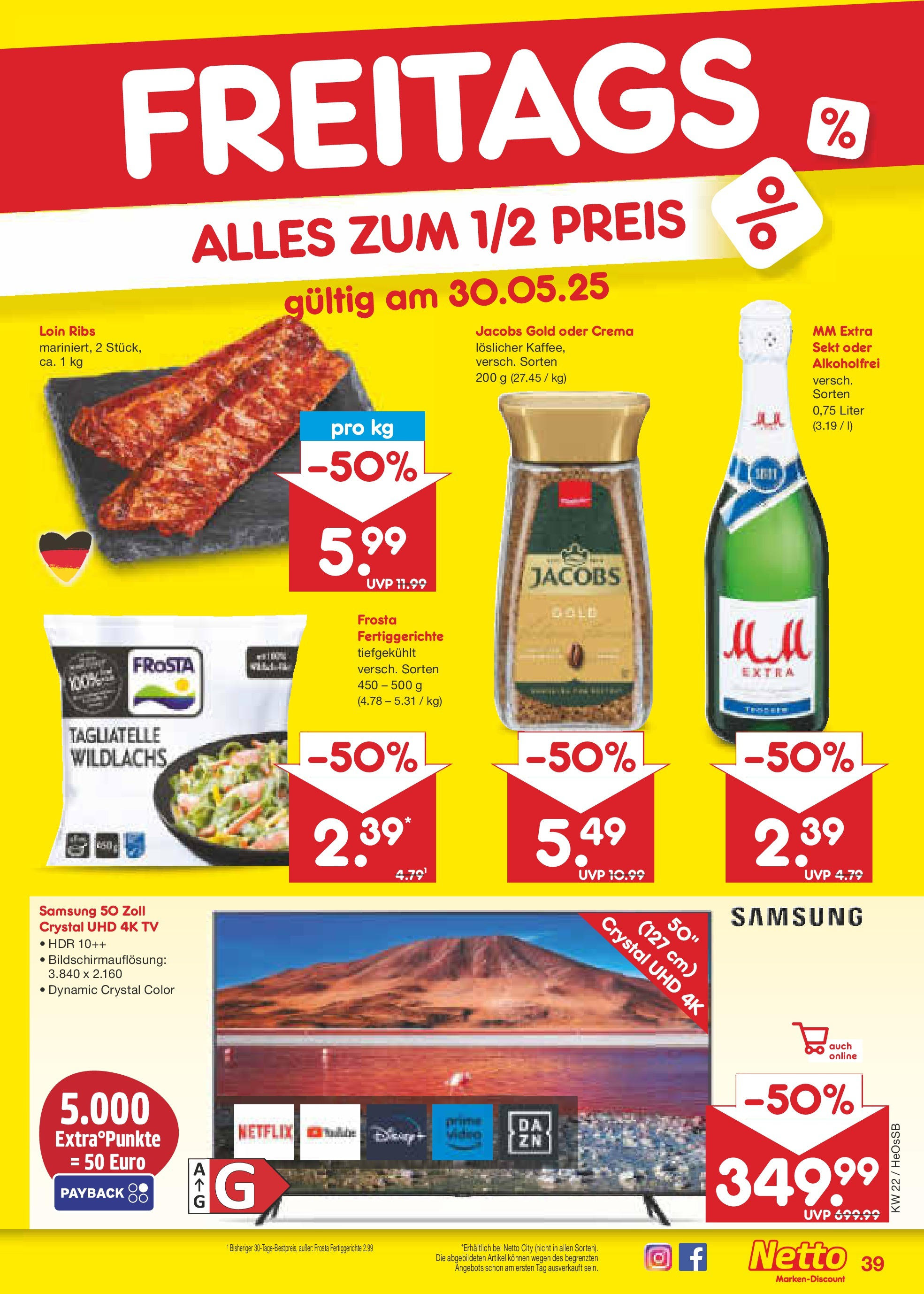 Netto Marken-Discount prospekt Kröpelin (ab 26.05.2025) » Angebote | Seite: 61 | Produkte: Sekt, Samsung, Fertiggerichte, TV