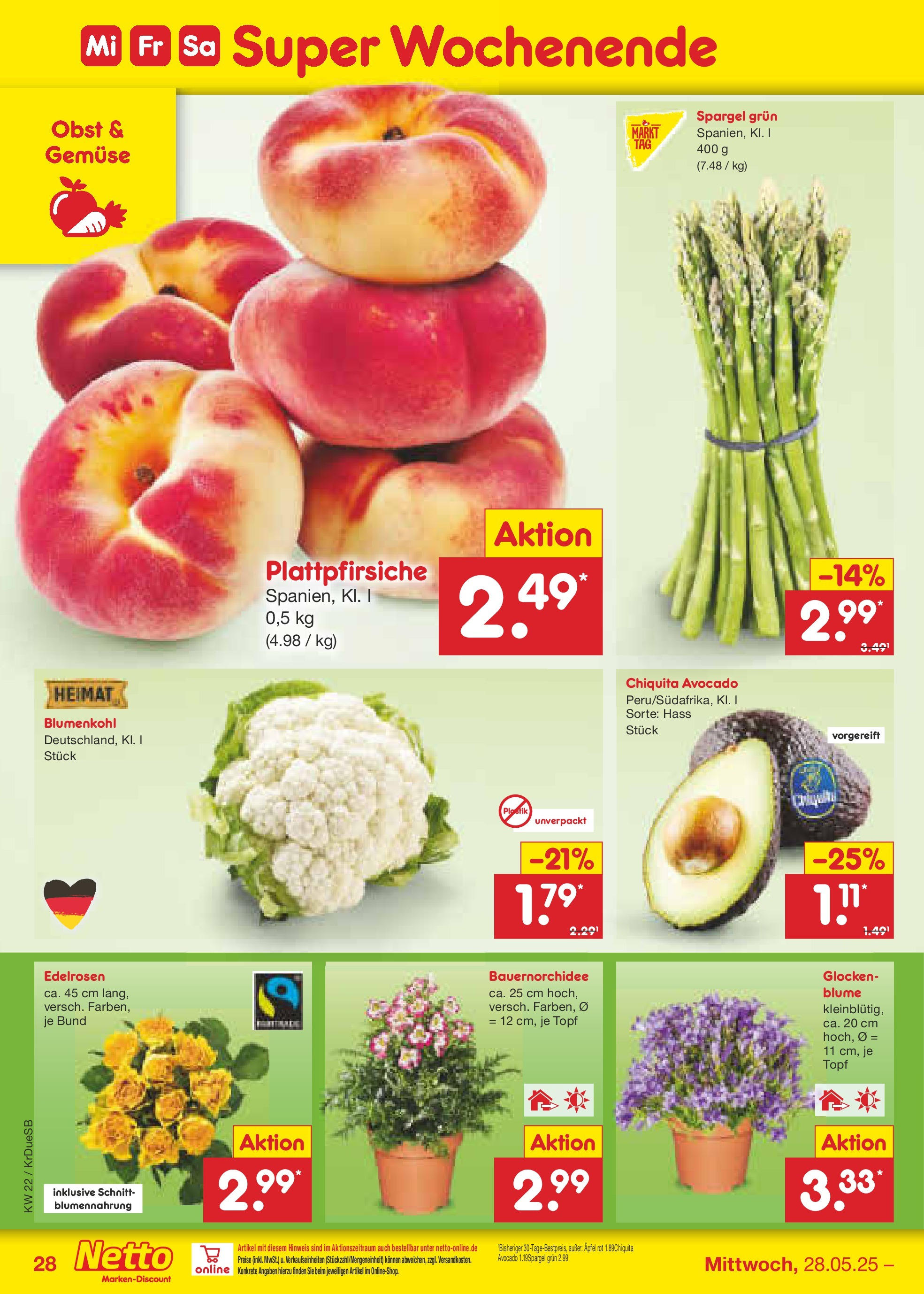 Netto Marken-Discount prospekt Düsseldorf-Rath (ab 26.05.2025) » Angebote | Seite: 46 | Produkte: Äpfel, Spargel, Avocado, Obst