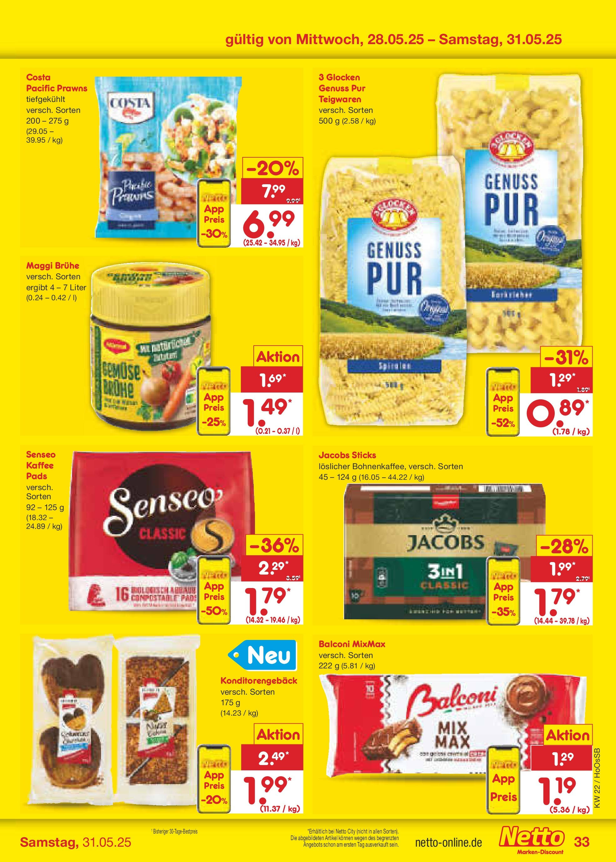 Netto Marken-Discount prospekt Braunschweig-Lamme (ab 26.05.2025) » Angebote | Seite: 55 | Produkte: Maggi, Kaffee, Gemüse, Pasta