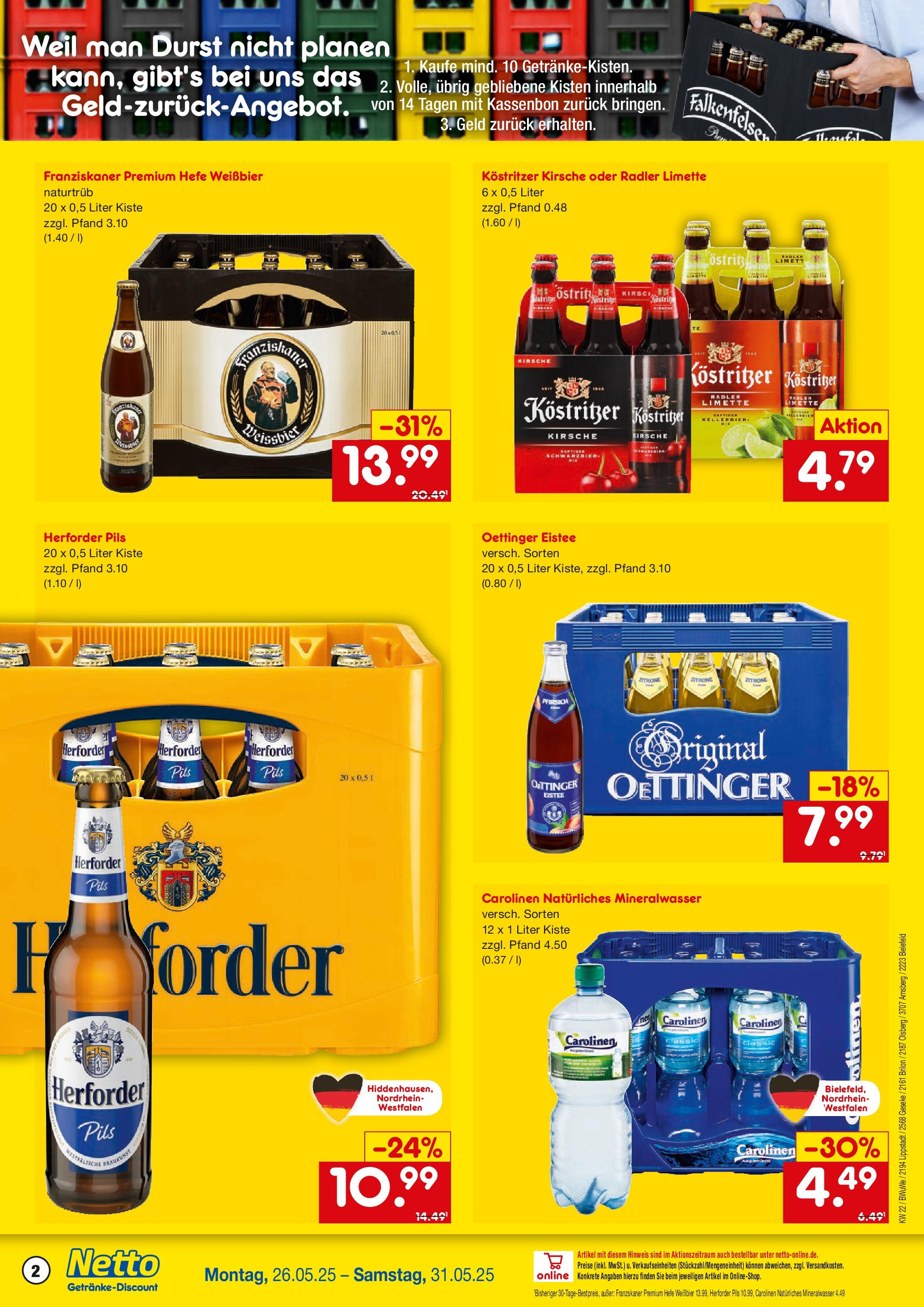 Netto Marken-Discount prospekt Bielefeld-Jöllenbeck	 (ab 26.05.2025) » Angebote | Seite: 2 | Produkte: Kostritzer, Pils, Oettinger, Limette
