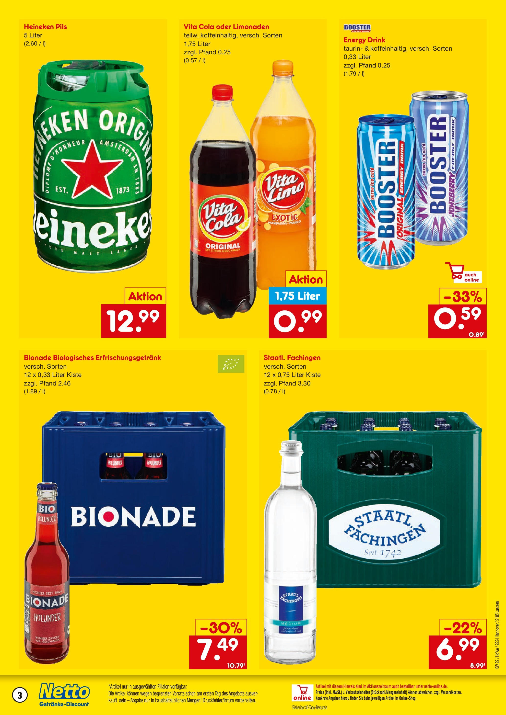 Netto Marken-Discount prospekt Laatzen	 (ab 26.05.2025) » Angebote | Seite: 3 | Produkte: Cola, Pils, Heineken, Vita cola