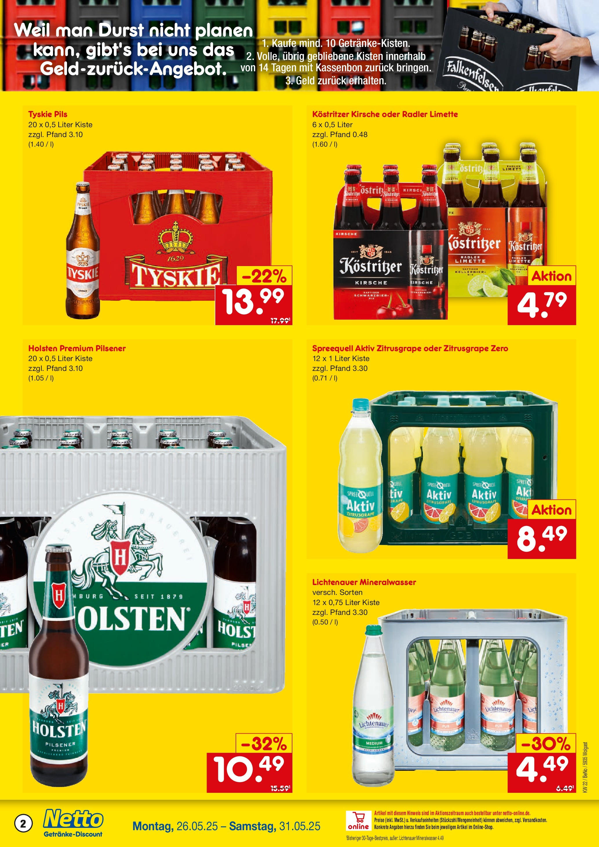 Netto Marken-Discount prospekt Wolgast	 (ab 26.05.2025) » Angebote | Seite: 2 | Produkte: Tyskie, Kostritzer, Holsten, Radler