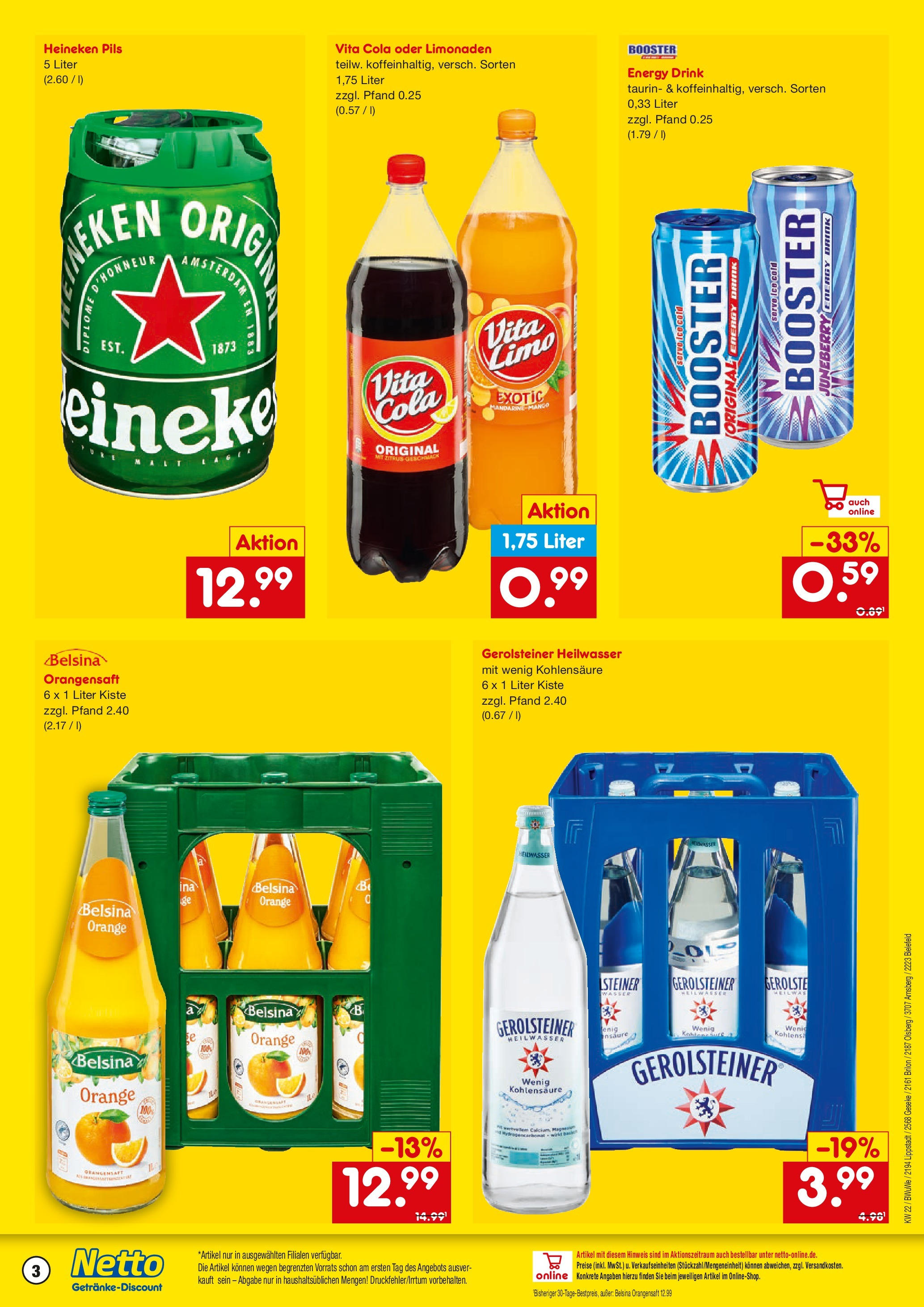 Netto Marken-Discount prospekt Bielefeld-Jöllenbeck	 (ab 26.05.2025) » Angebote | Seite: 3 | Produkte: Energy, Pils, Heineken, Gerolsteiner