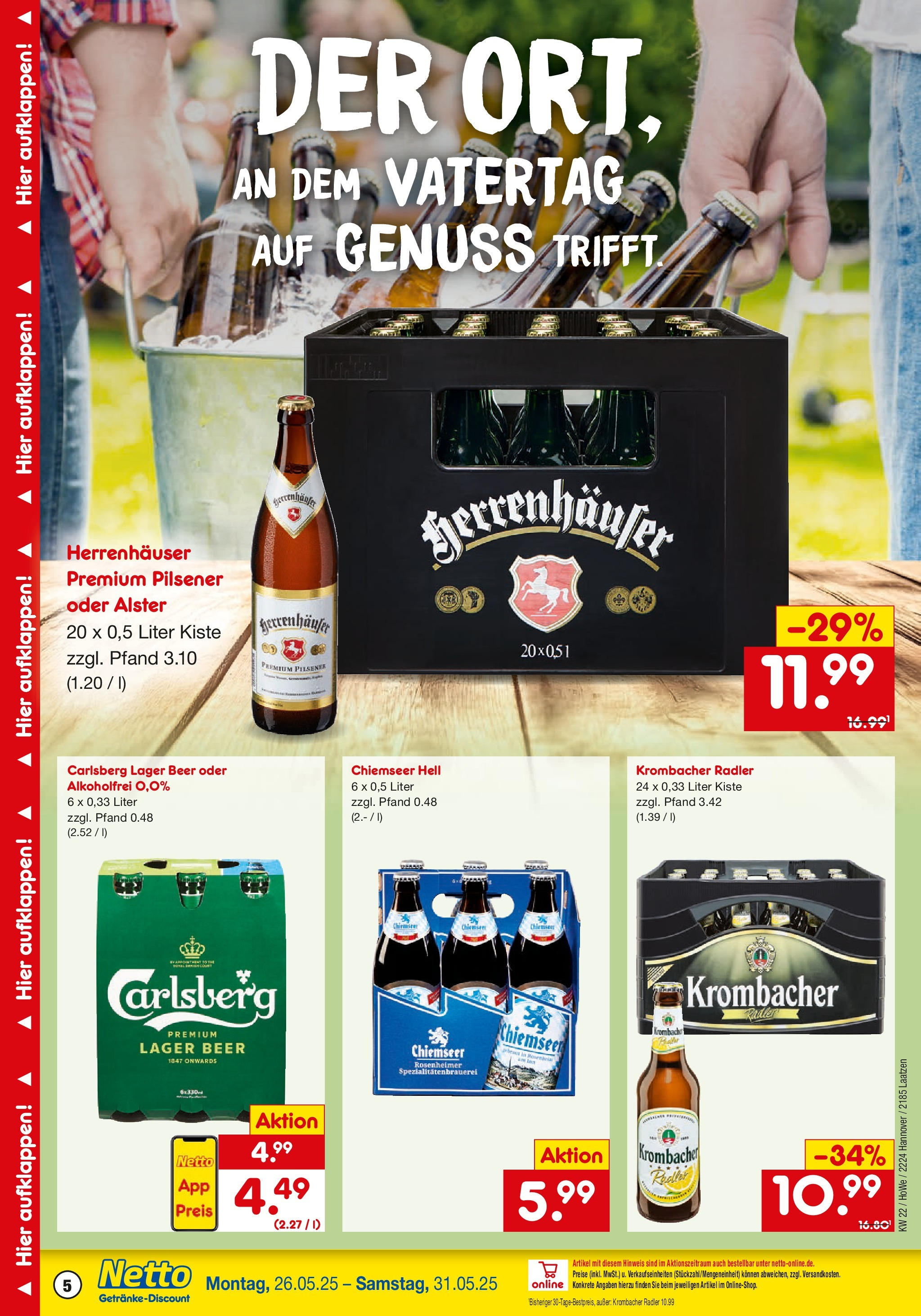 Netto Marken-Discount prospekt Laatzen	 (ab 26.05.2025) » Angebote | Seite: 5 | Produkte: Carlsberg, Radler, Krombacher