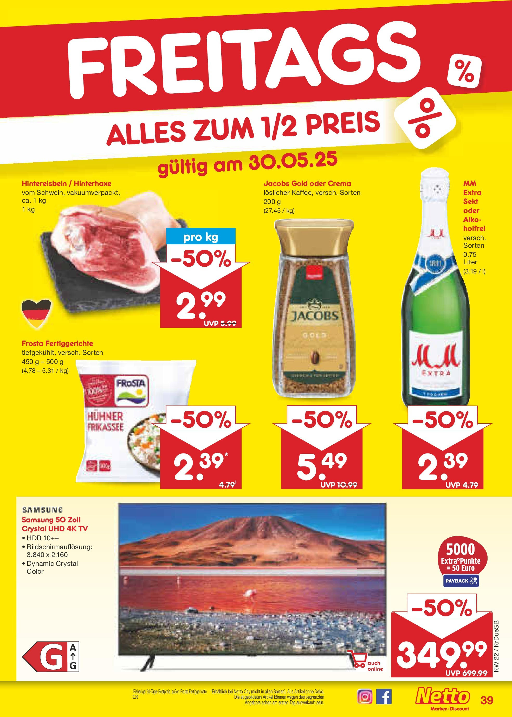 Netto Marken-Discount prospekt Düsseldorf-Rath (ab 26.05.2025) » Angebote | Seite: 61 | Produkte: Sekt, Samsung, Frosta, TV