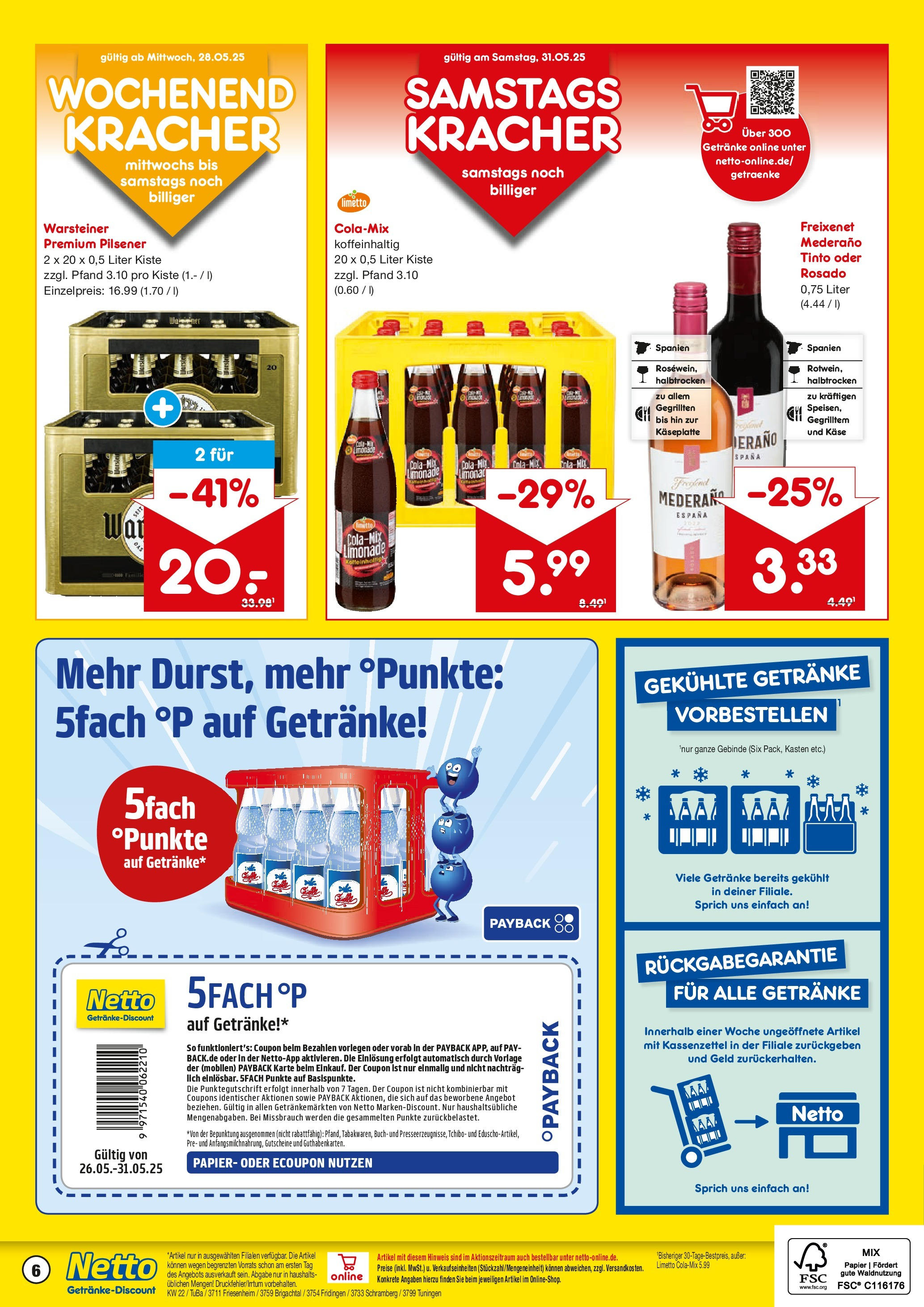 Netto Marken-Discount prospekt Fridingen	 (ab 26.05.2025) » Angebote | Seite: 6 | Produkte: Cola, Käse, Freixenet, Warsteiner