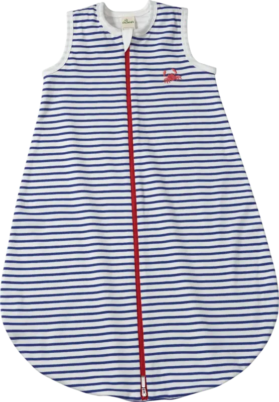 ALANA Schlafsack 1 TOG mit Krebs-Applikation, blau & weiß, 90 cm