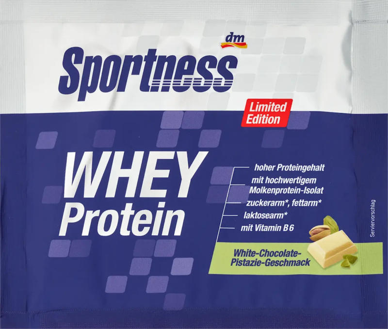 Sportness Whey Proteinpulver, White Chocolate Pistazie Geschmack