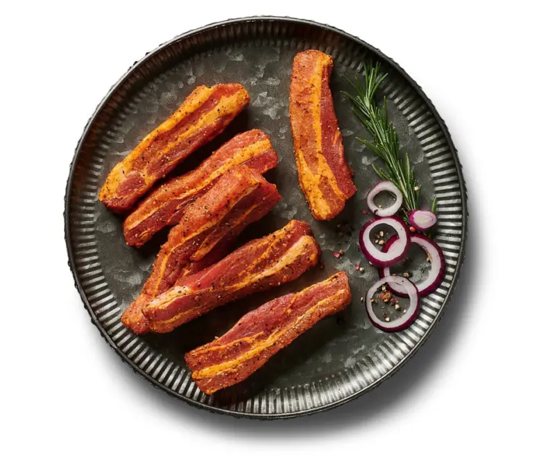 Флейки от бекон от свежата витрина