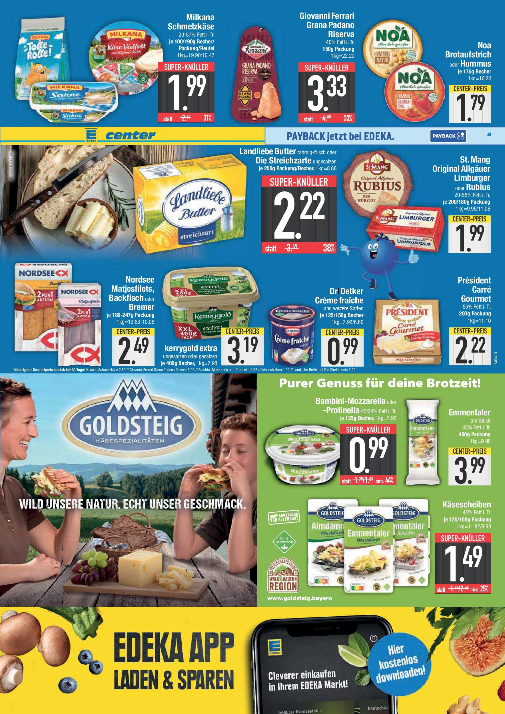 Edeka prospekt Ingolstadt	 (ab 25.05.2025) » Angebote Online | Seite: 9 | Produkte: Butter, Käse, Landliebe butter, Sahne