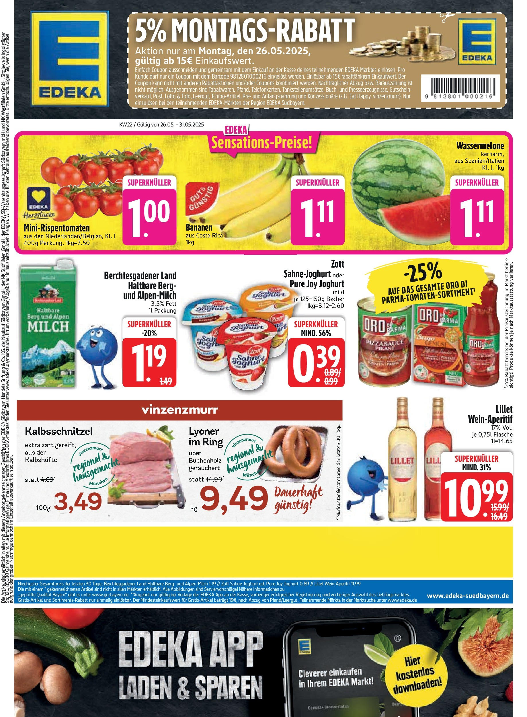 Edeka prospekt Unterföhring	 (ab 25.05.2025) » Angebote Online | Seite: 3 | Produkte: Milch, Bananen, Lillet, Wassermelone
