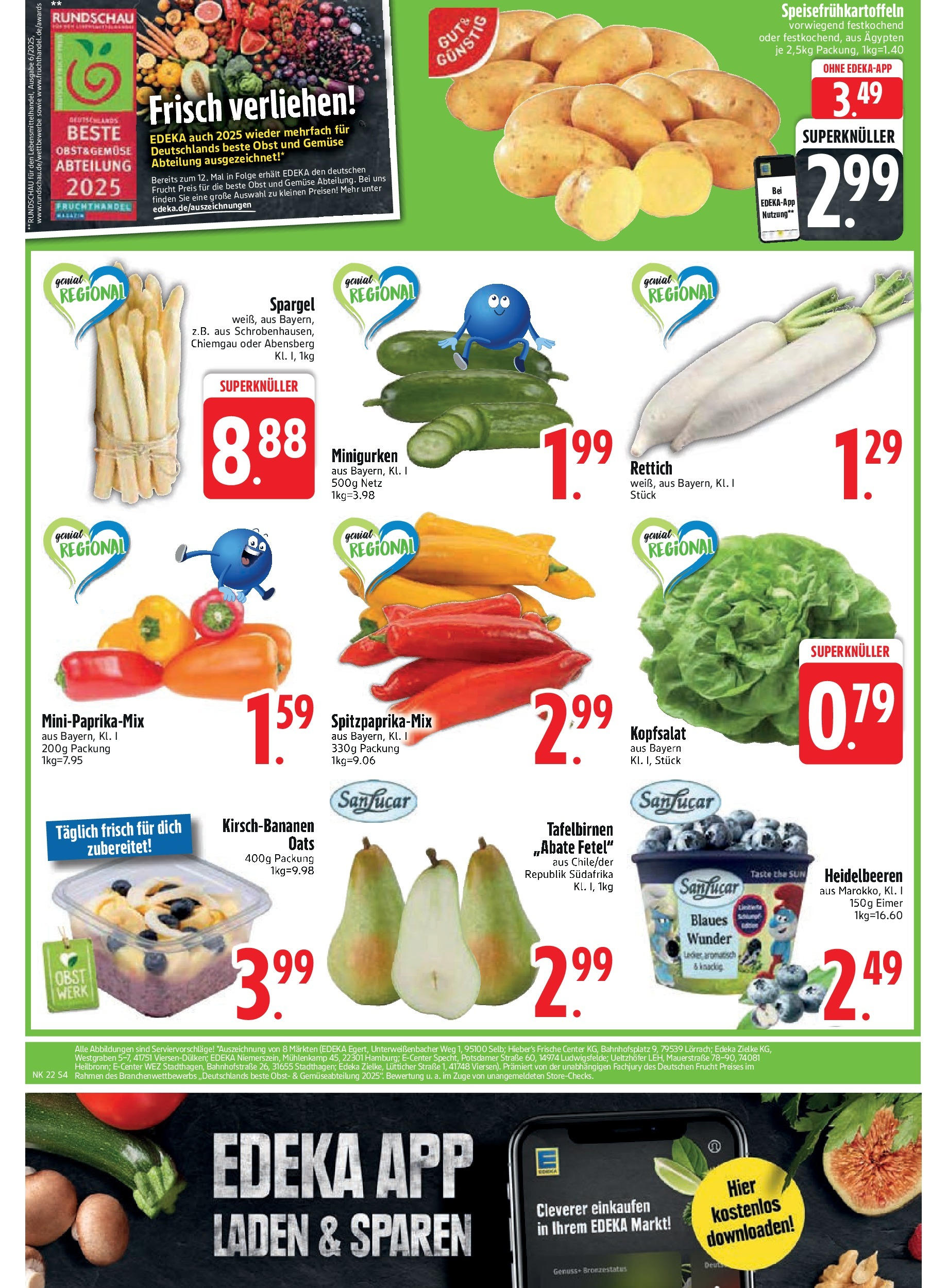 Edeka prospekt Unterföhring	 (ab 25.05.2025) » Angebote Online | Seite: 6 | Produkte: Spargel, Heidelbeeren, Gemüse, Obst
