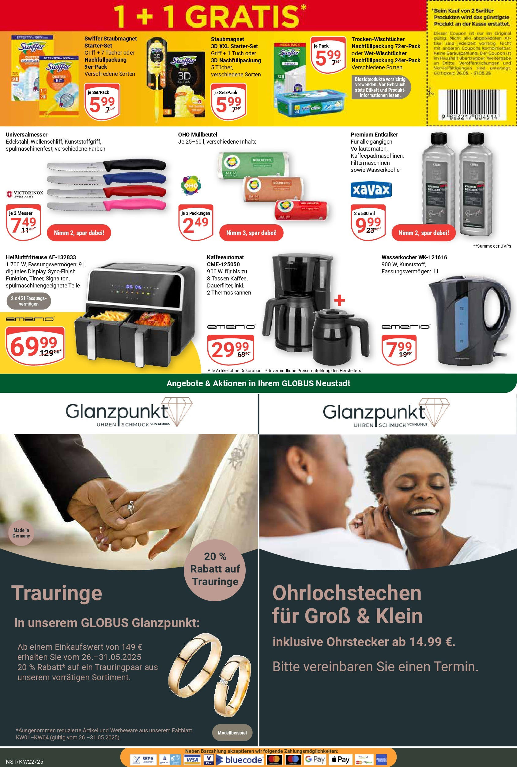 Globus prospekt Neustadt	 (ab 25.05.2025) » Angebote online | Seite: 20 | Produkte: Wasserkocher, Swiffer, Heißluftfritteuse