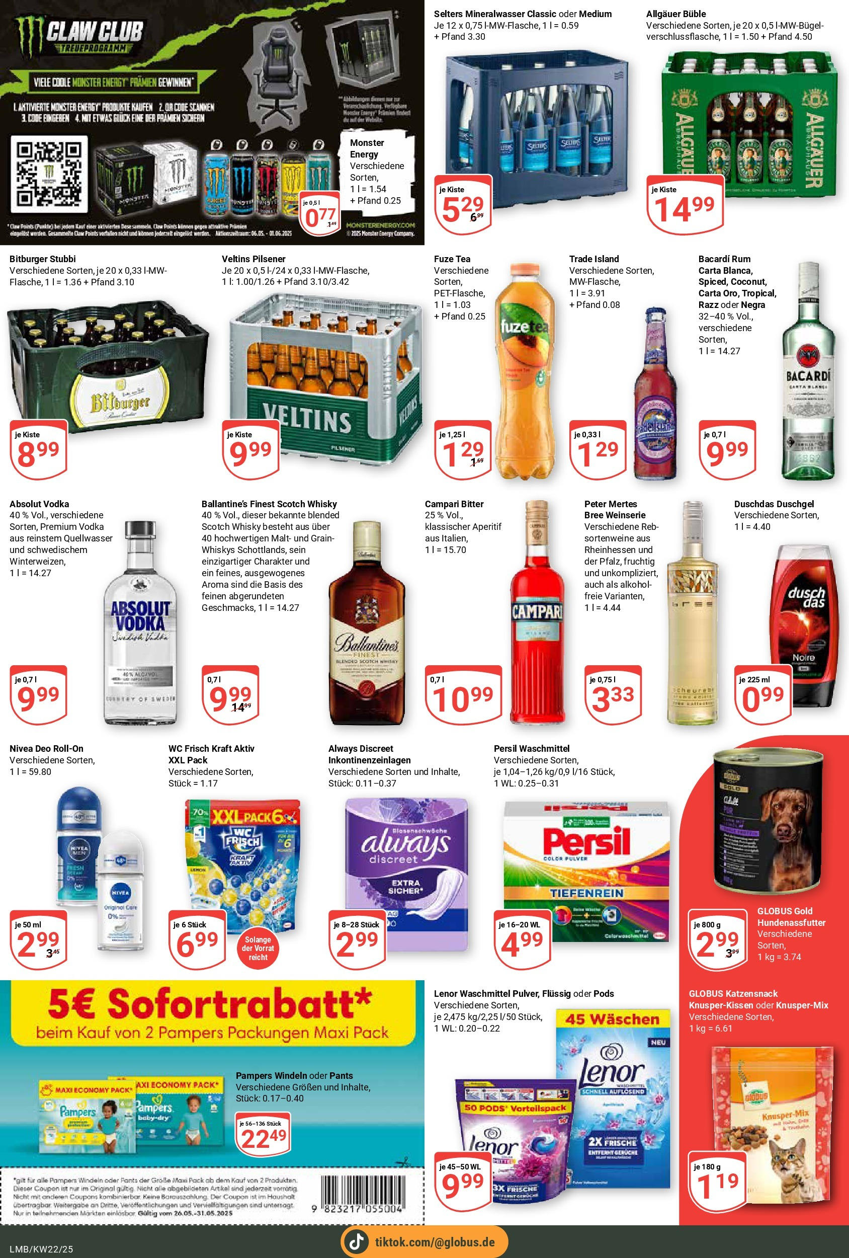 Globus prospekt Limburg	 (ab 25.05.2025) » Angebote online | Seite: 6 | Produkte: Energy, Mineralwasser, Waschmittel, Persil