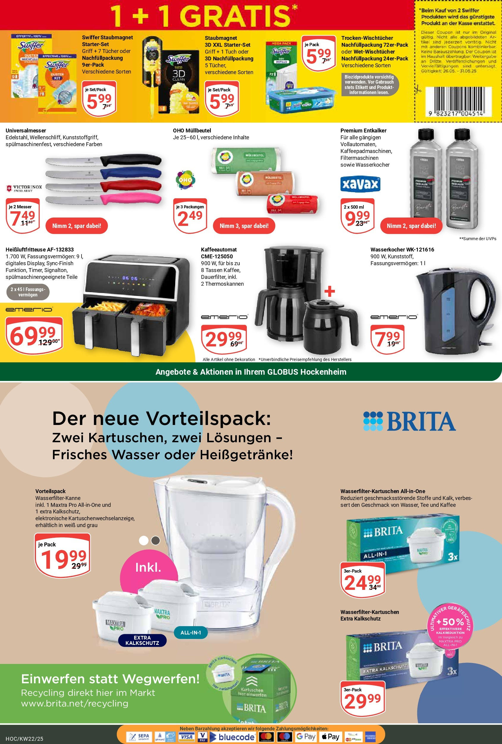 Globus prospekt Hockenheim	 (ab 25.05.2025) » Angebote online | Seite: 20 | Produkte: Wasserkocher, Kaffee, Wasser, Heißluftfritteuse