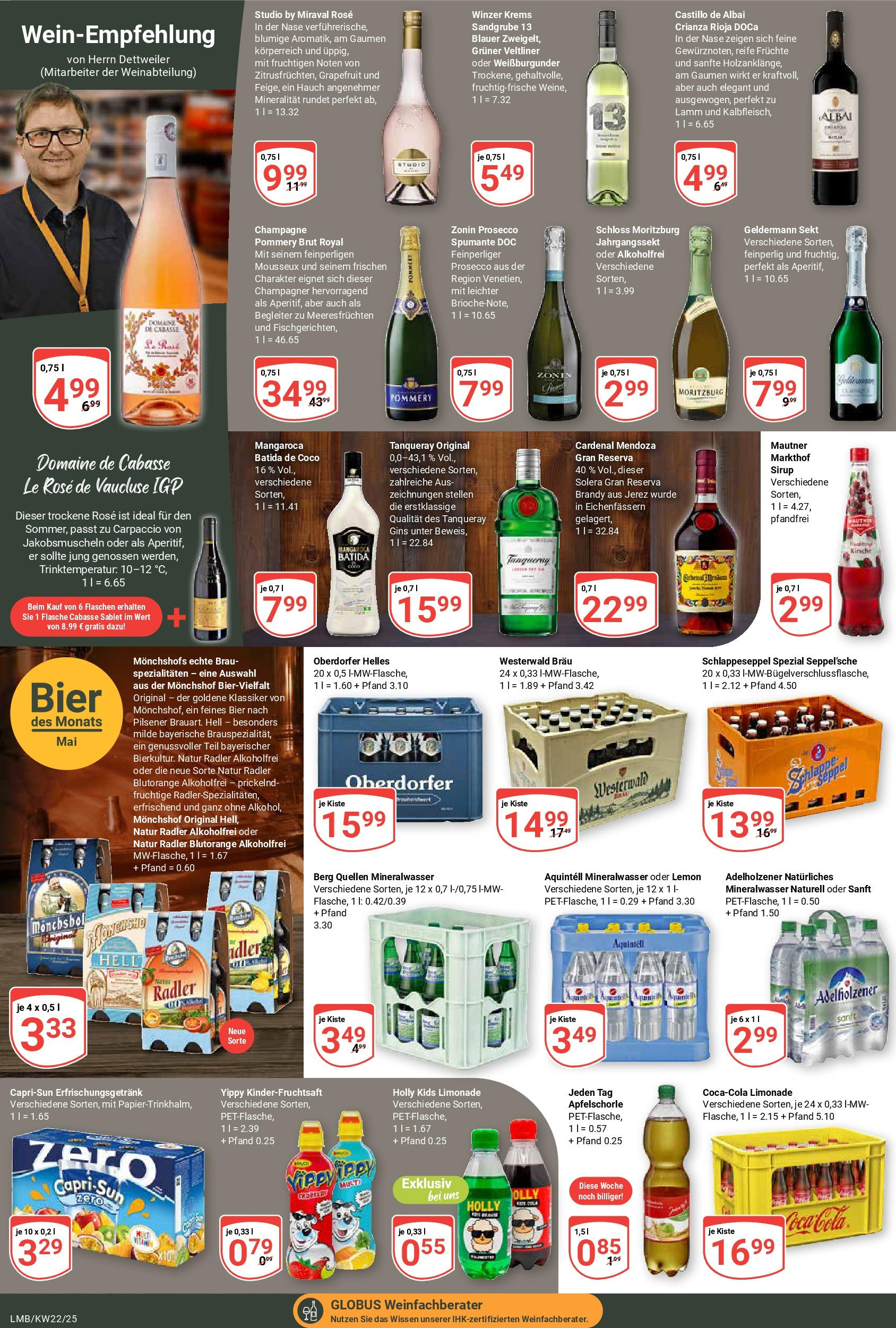 Globus prospekt Limburg	 (ab 25.05.2025) » Angebote online | Seite: 18 | Produkte: Monchshof, Cola, Grapefruit, Gin