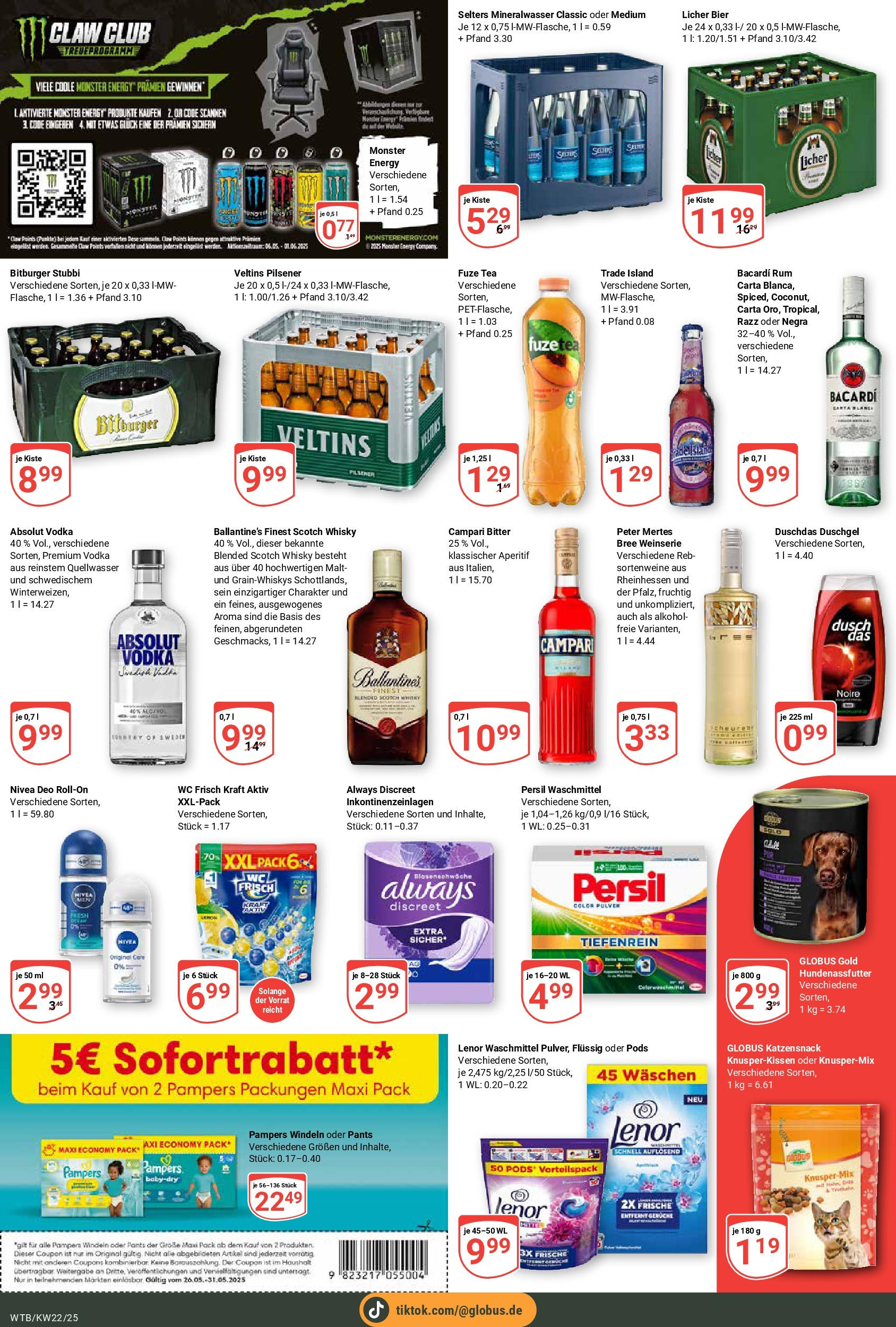 Globus prospekt Wächtersbach	 (ab 25.05.2025) » Angebote online | Seite: 6 | Produkte: Bier, Bree, Duschgel, Vodka