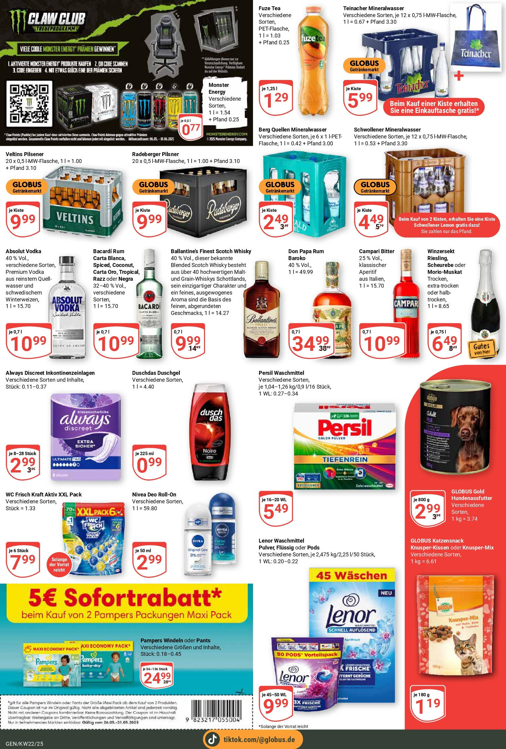 Globus prospekt Gensingen	 (ab 25.05.2025) » Angebote online | Seite: 7 | Produkte: Lenor, Campari, Mineralwasser, Persil