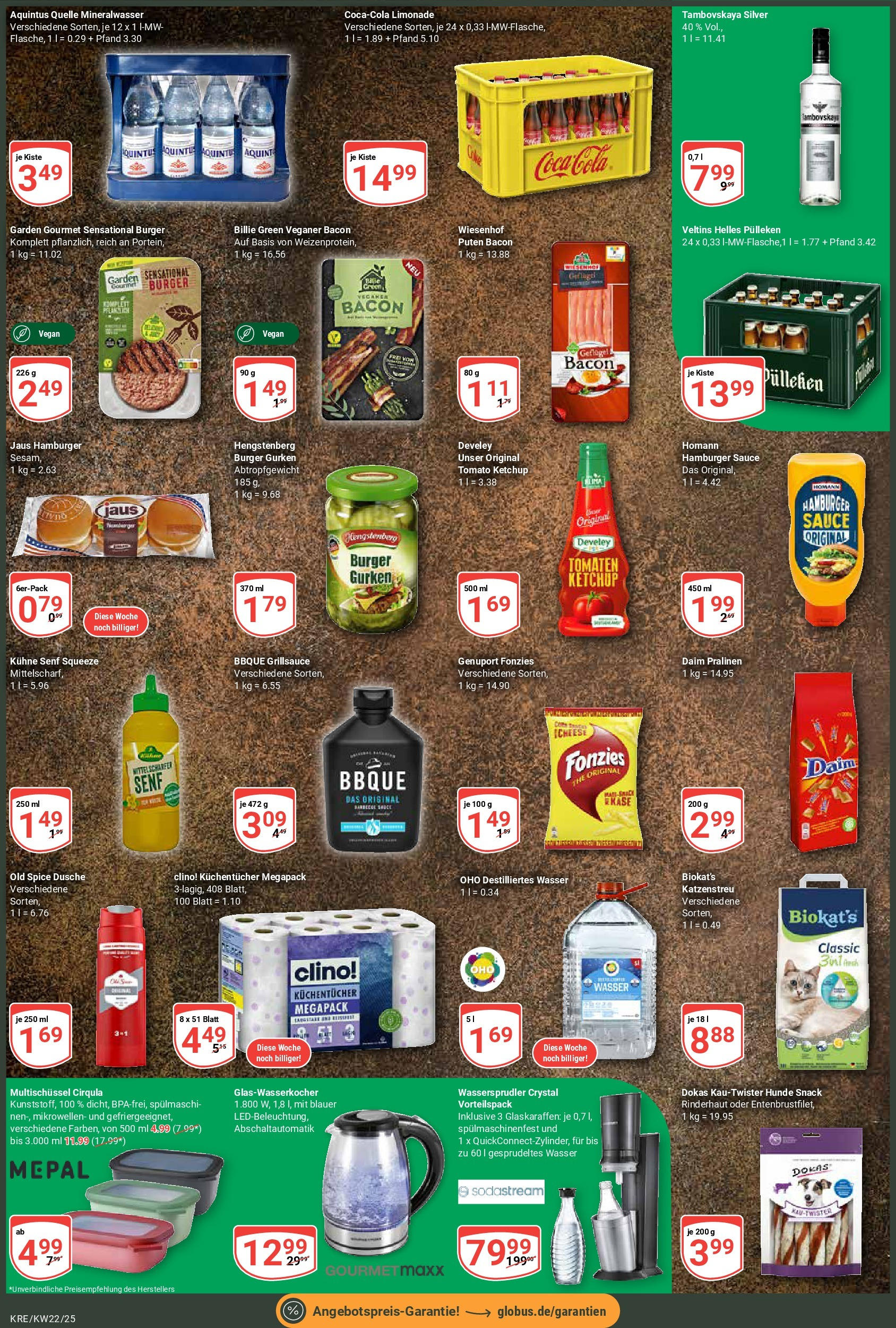 Globus prospekt Krefeld	 (ab 25.05.2025) » Angebote online | Seite: 3 | Produkte: Helles pulleken, Burger, Tomaten, Wasser