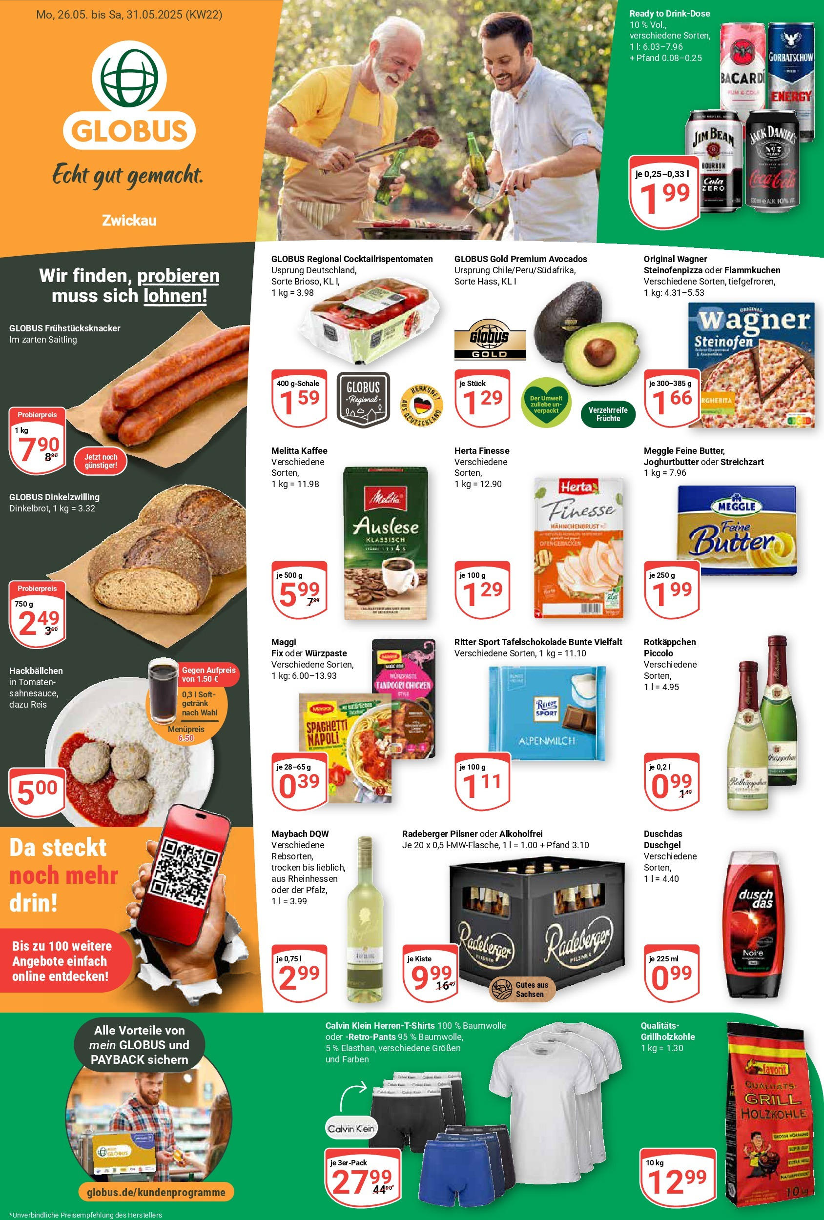 Globus prospekt Zwickau	 (ab 25.05.2025) » Angebote online | Seite: 1 | Produkte: Kaffee, Radeberger pilsner, Meggle butter, Hahnchenbrust