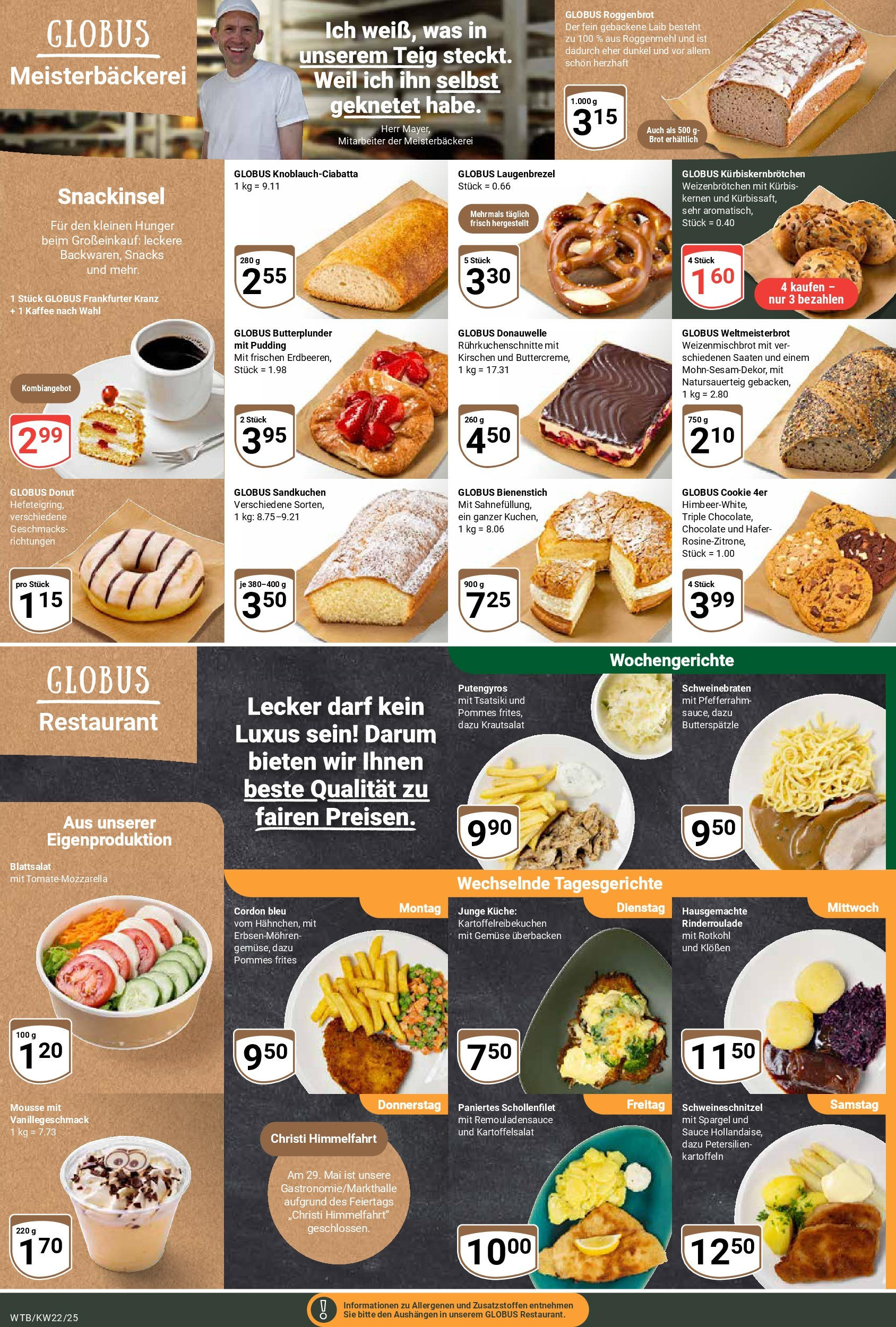 Globus prospekt Wächtersbach	 (ab 25.05.2025) » Angebote online | Seite: 8 | Produkte: Mozzarella, Pudding, Kirschen, Brot